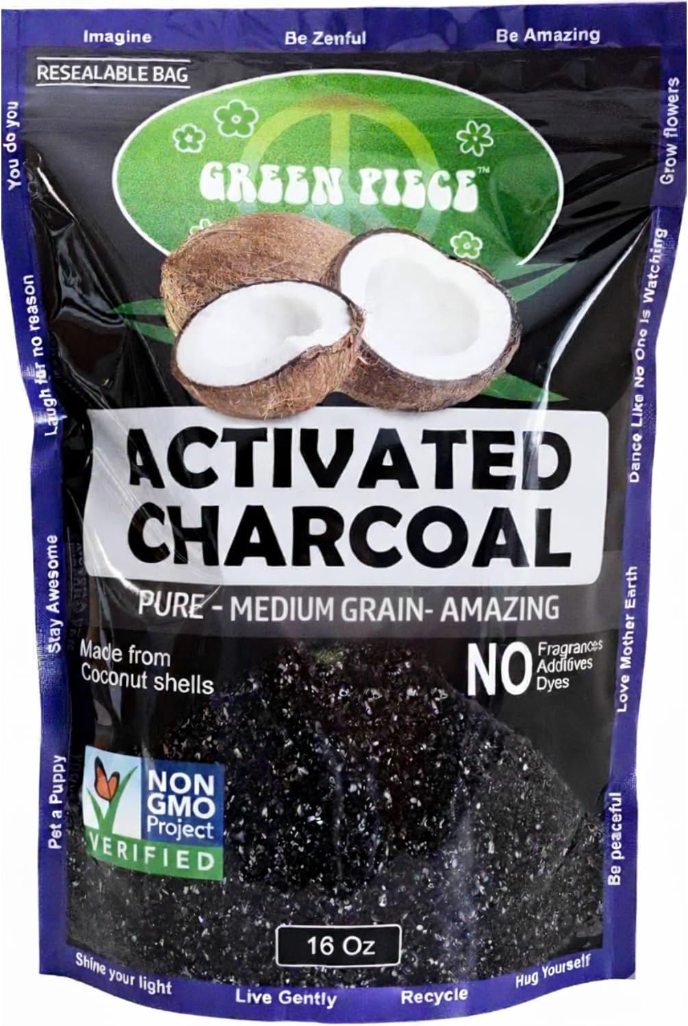 Green Piece® Activated Charcoal Pure - Medium Grain Air Purifying Bag - Kid/Pet Friendly Air/Water