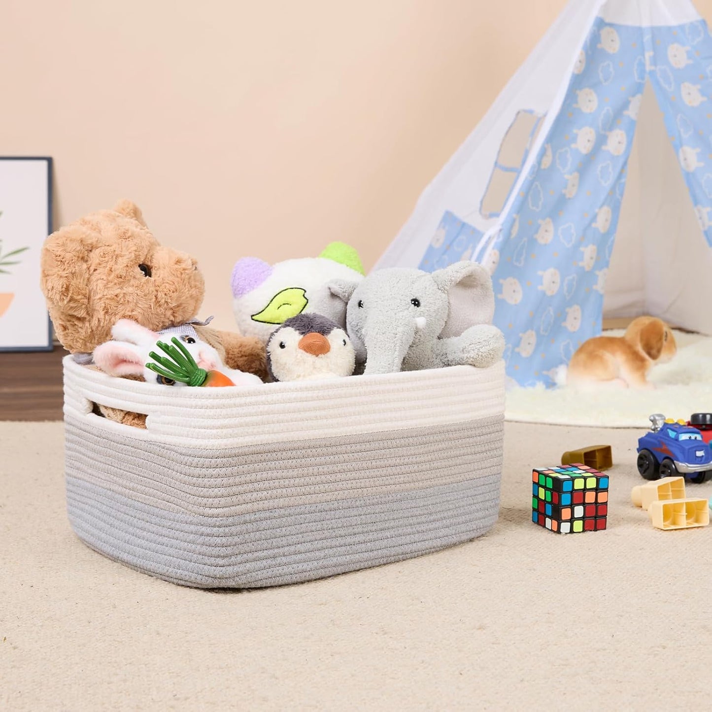 Large Storage Baskets for Shelves, Closet Organizers Bins for Clothes Blanket Towels, Baby Nursery