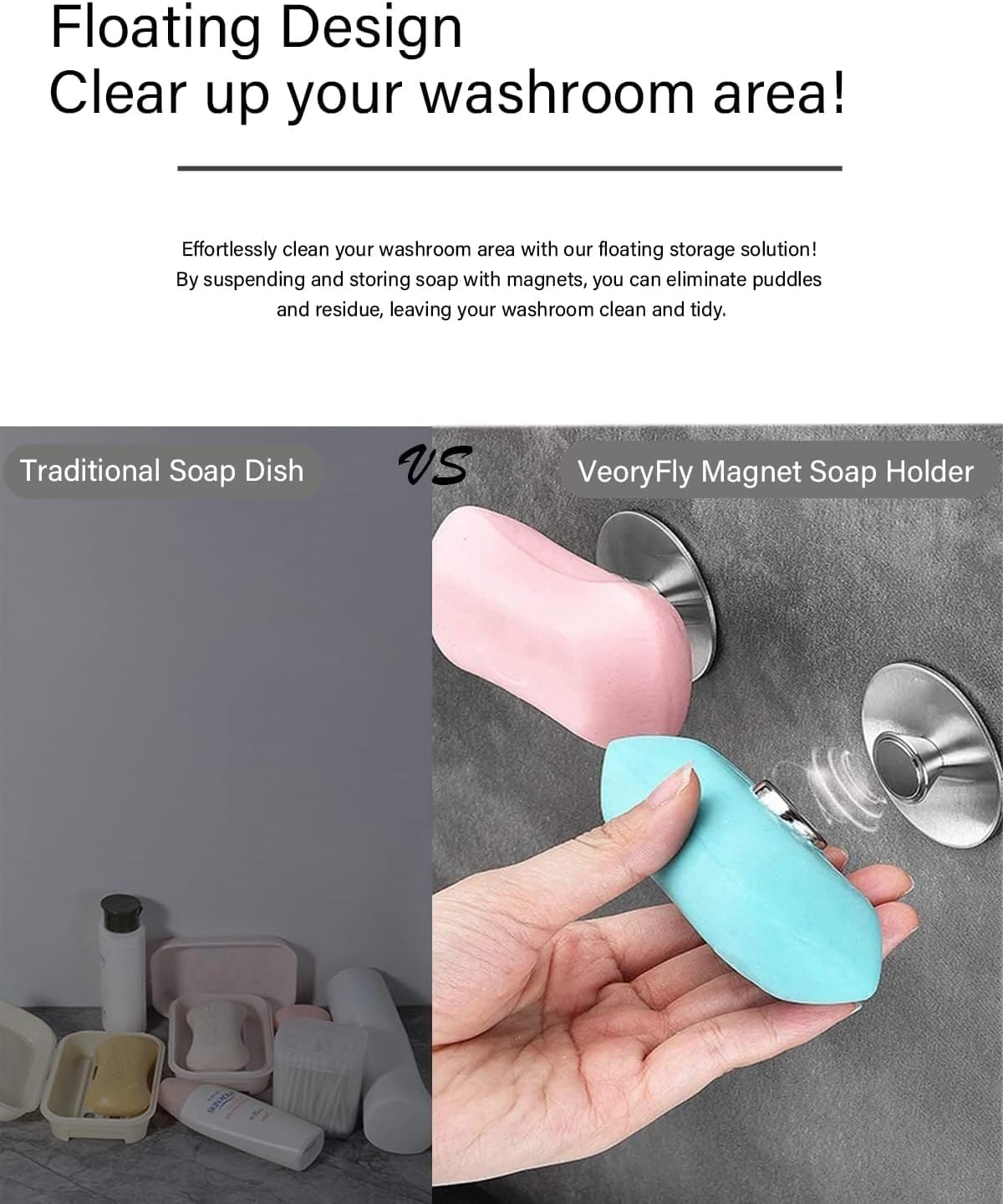 2Pcs Magnetic Soap Savers for Bar Soap, Stainless Steel Soap Holder for Shower Wall and