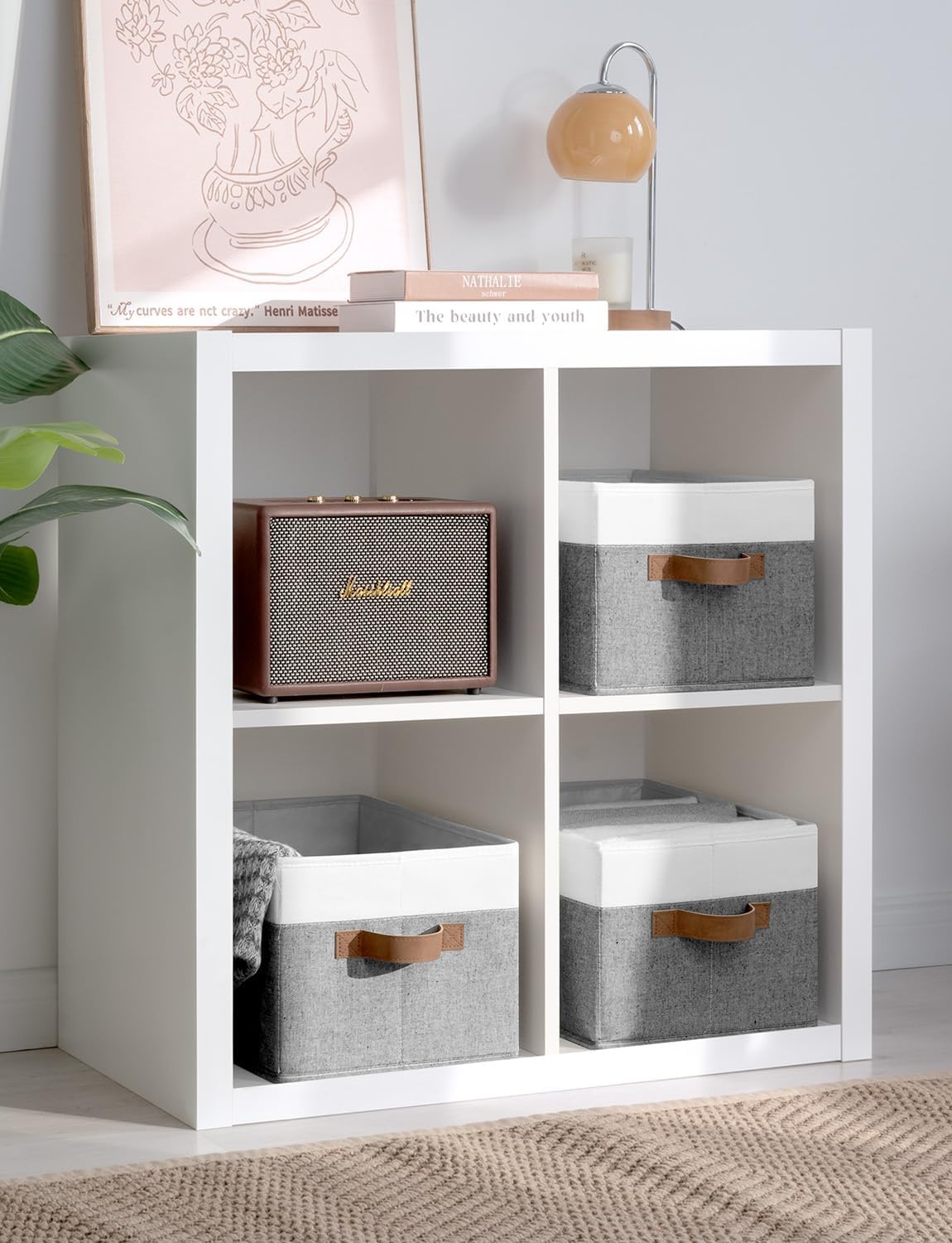 StorageWorks Storage Baskets for Shelves, Foldable Fabric Closet Storage Bins with Handles, Fabric