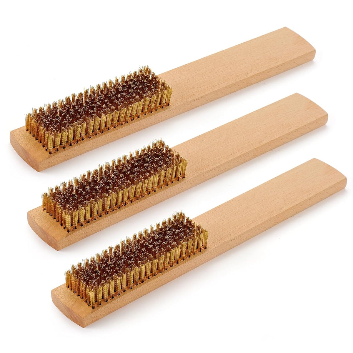 MAXMAN Brass Brush 3Pcs, Soft Brass 8 Rows 20 Bristles Wire Brush for Cleaning Metal Rust, Welds
