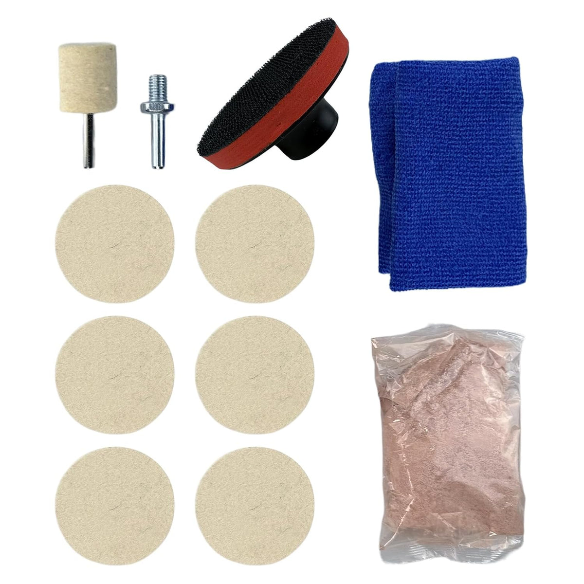 9Pcs/Set Glass Polishing Kit, 100g Cerium Oxide Powder Polishing Kit with Towel Polishing Wheels