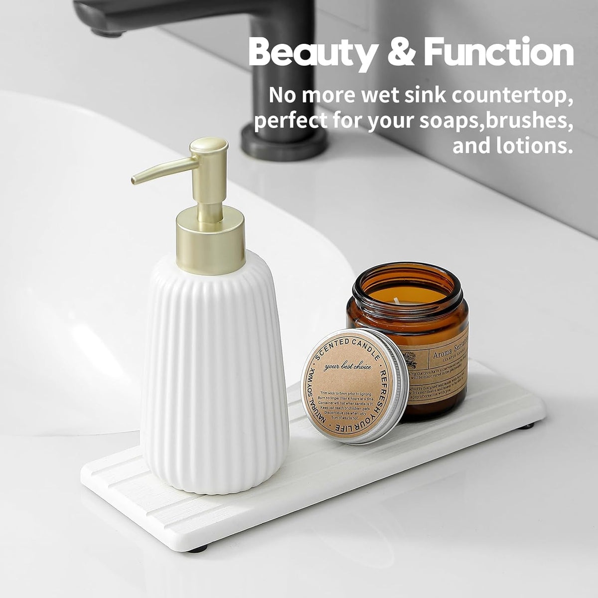 2PCS Diatomite Quick Stone Drying Tray Mat for Bathroom & Kitchen Counter, Instant Dry Water
