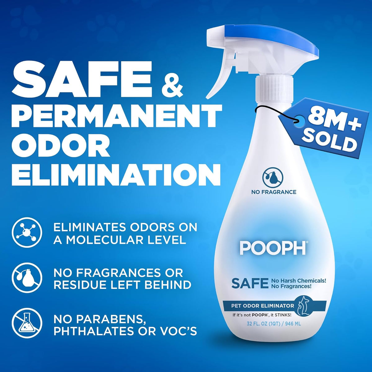 POOPH Pet Odor Eliminator and Litter Box Deodorizer - 2x32oz Bottles - Instant, Safe