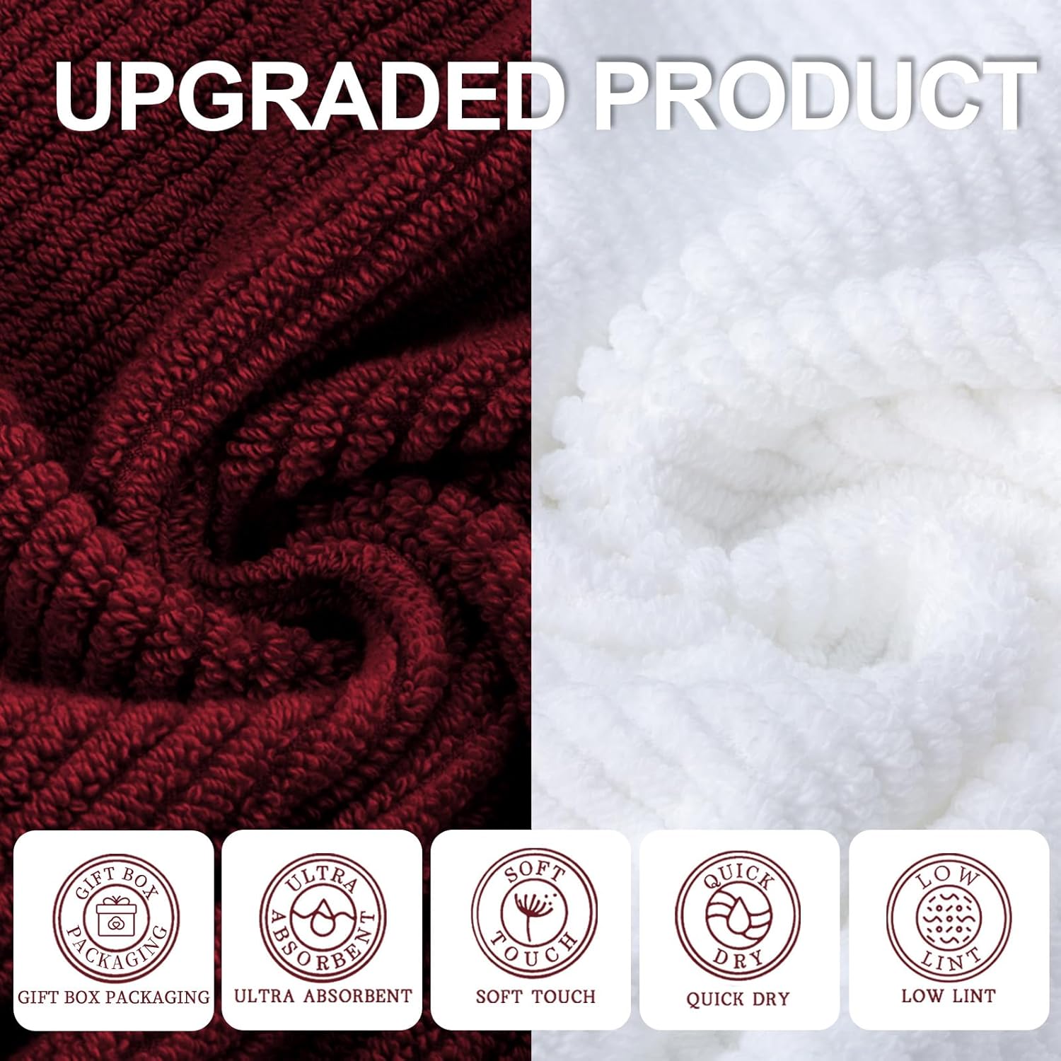 VOOVA & MOVAS Towels Bathroom Set - 100% Cotton | Quick Dry | Soft | Thick, Towel Set of 6, 2 Large