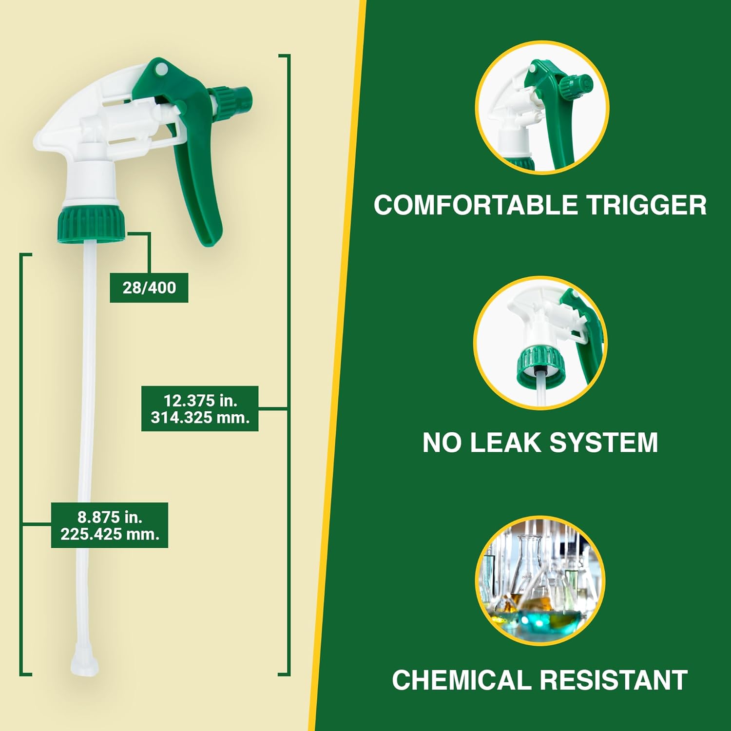Heluva Green Spray Bottle Nozzle Replacement, Bottle Tops Only - Sprayer Nozzle Triggers for Heavy