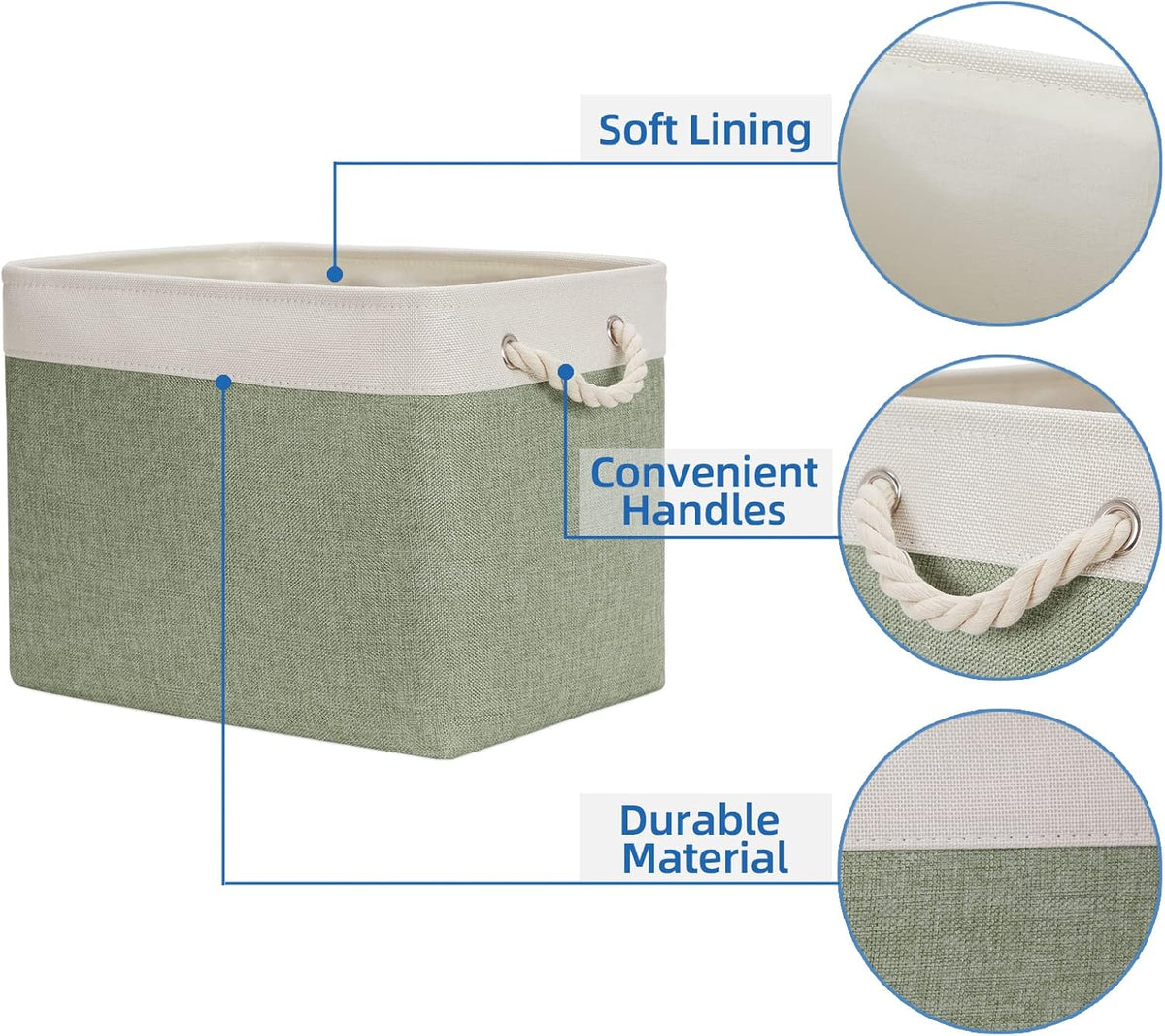 Temary Storage Baskets Fabric Storage Bins for Shelves, 2 Pack Decorative Storage Boxes Canvas