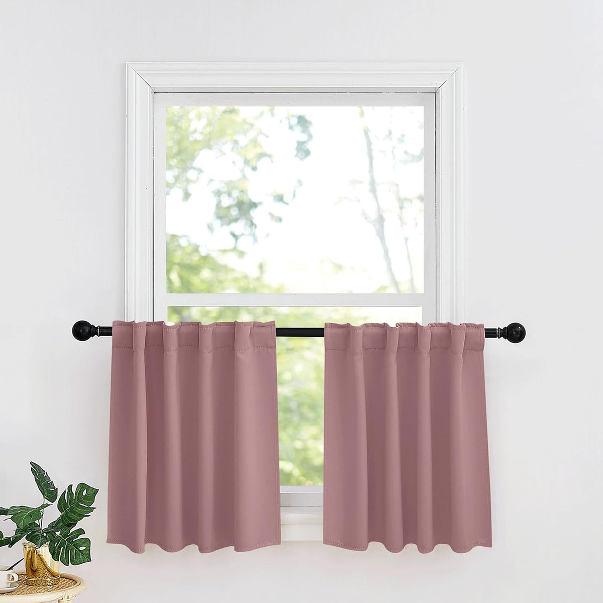RYB HOME Kitchen Window Curtains - Blackout Privacy Half Window Curtains for Bedroom Bathroom