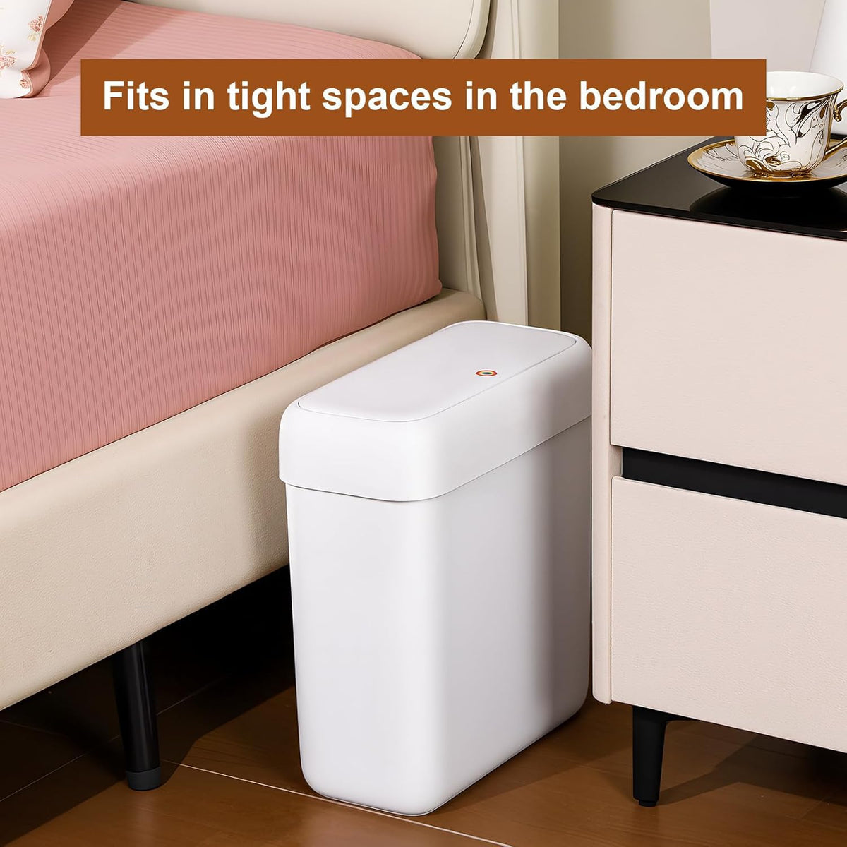funest 2 Pack Bathroom Trash Can with Lid, 3 Gal/12 L & 2.7 Gal/10L Garbage Can with Pop-Up Lid