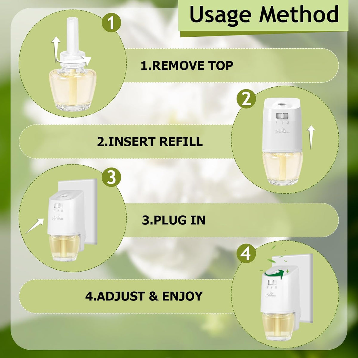 Plug-in Refills Home Plug-in Air Freshener - Jasmine Essential Oil Refills 6 Count Long-Lasting