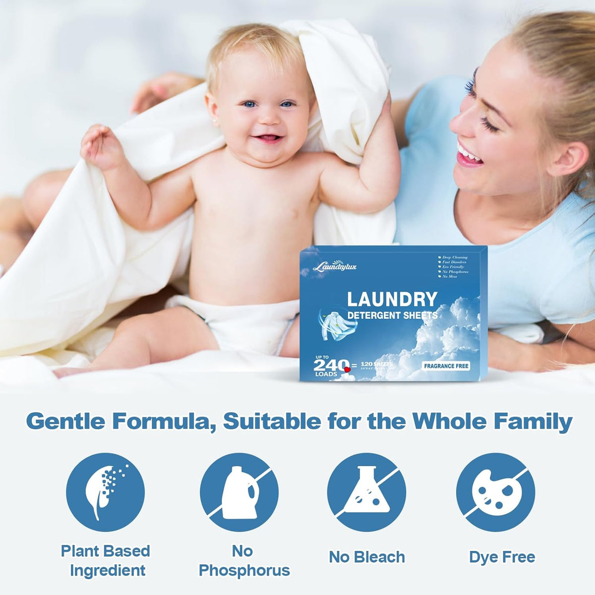 Laundry Detergent Sheet, Eco-Friendly & Hypoallergenic Wash Strips, Natural Ingredients