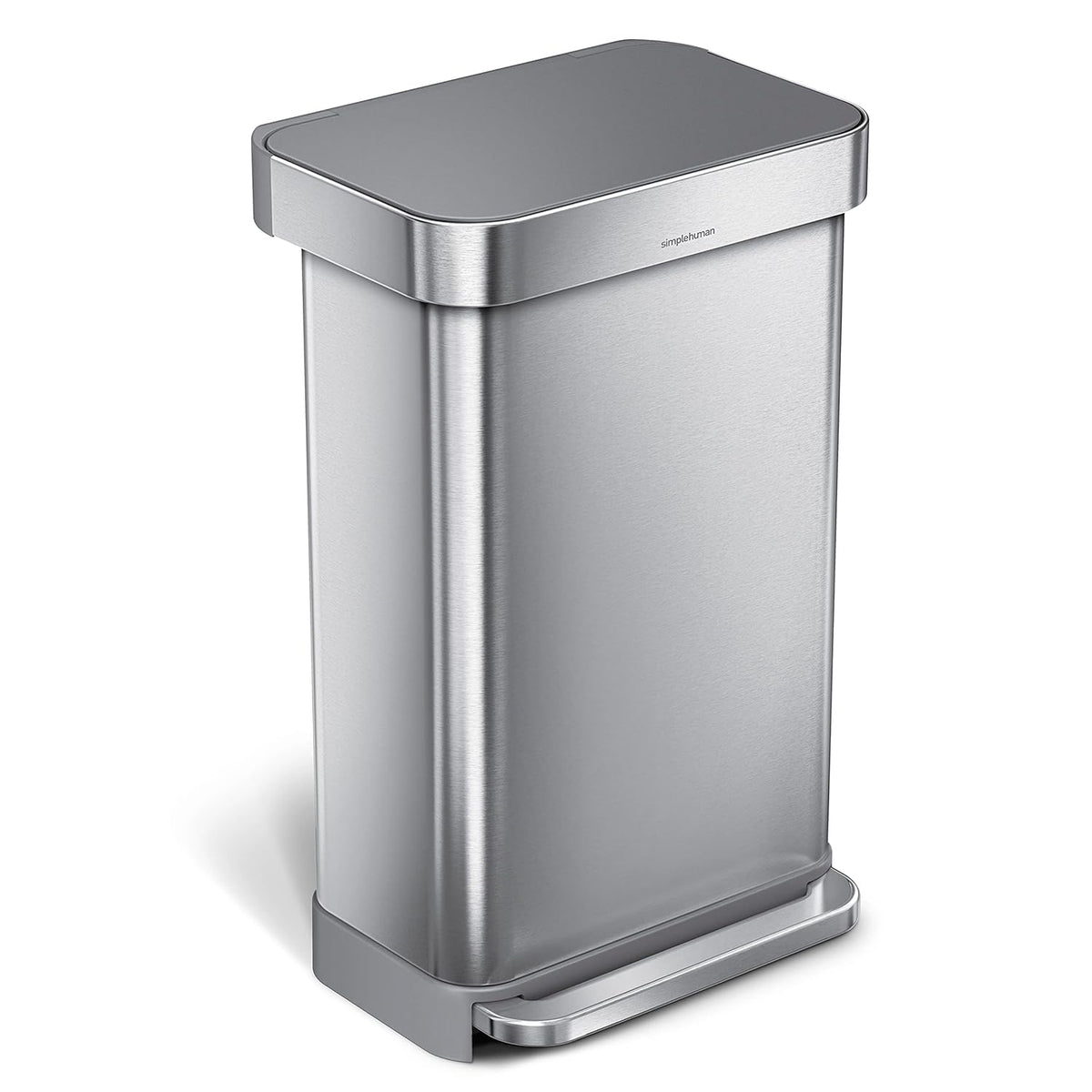 simplehuman 45 Liter / 12 Gallon Liter Rectangular Hands-Free Kitchen Step Trash Can with