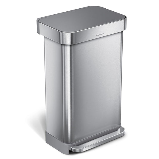 simplehuman 45 Liter / 12 Gallon Liter Rectangular Hands-Free Kitchen Step Trash Can with