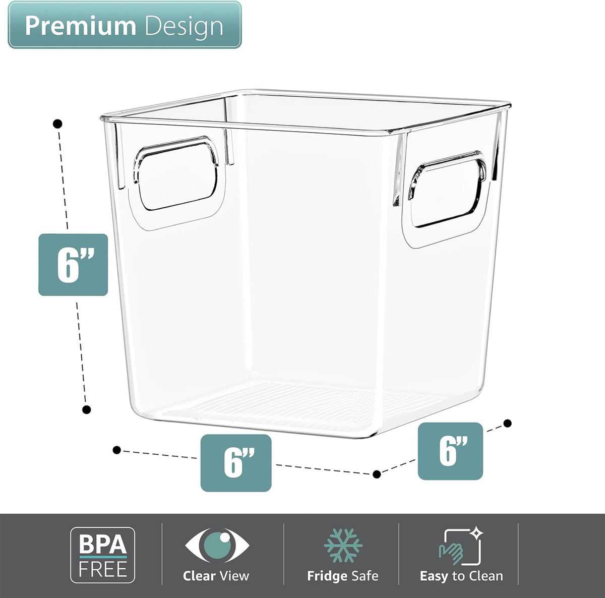 Sorbus 4 Pack Small Clear Plastic Storage Bins, Clear Organizer Bins with Handle for Kitchen