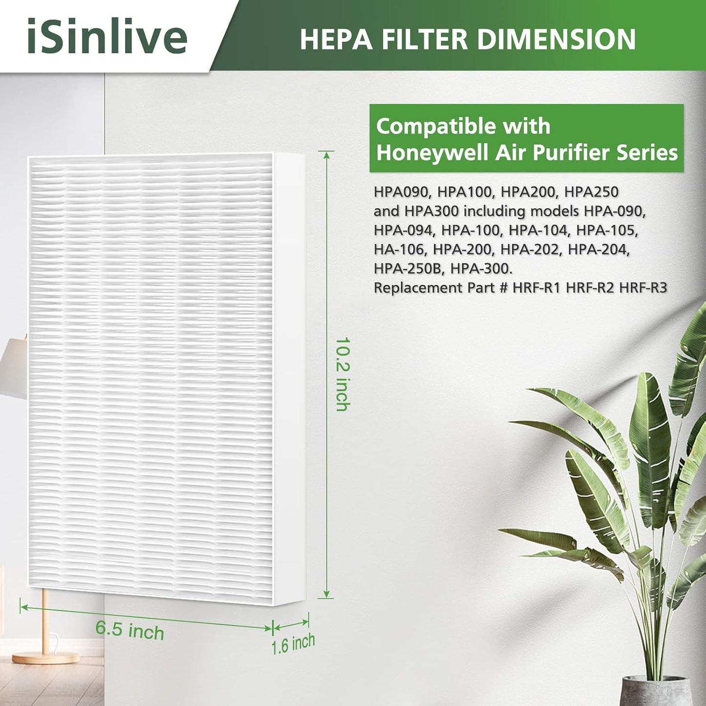 Replacement Filter R Compatible with Honeywell Air Purifier HPA300 HPA200 HPA100 and 5000 Series, 6