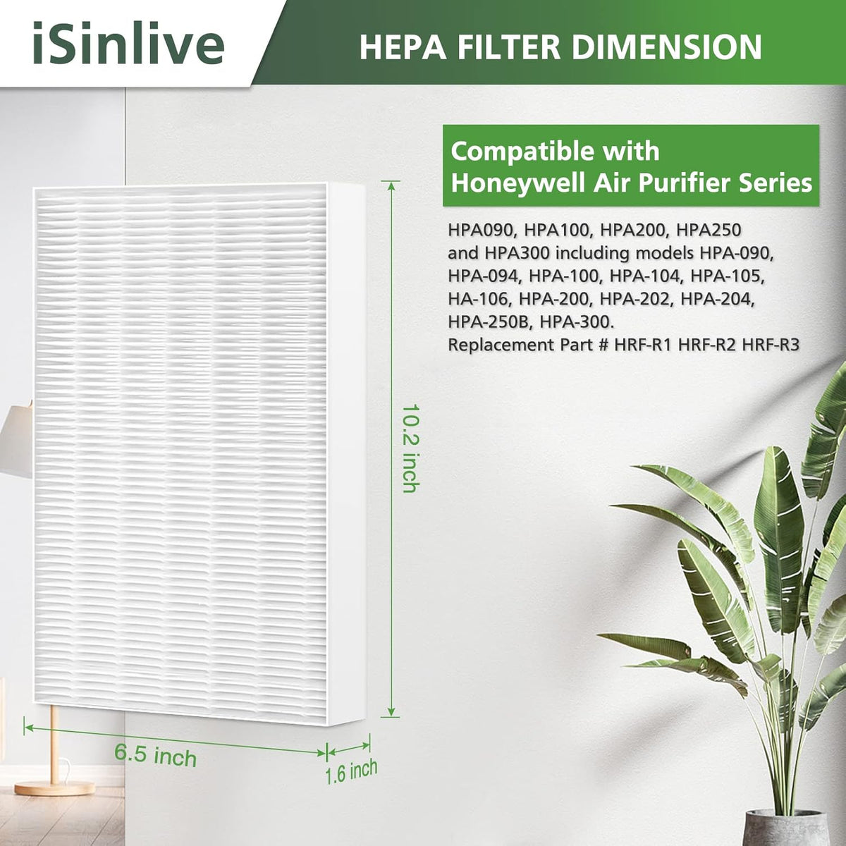 Replacement Filter R Compatible with Honeywell Air Purifier HPA300 HPA200 HPA100 and 5000 Series, 6