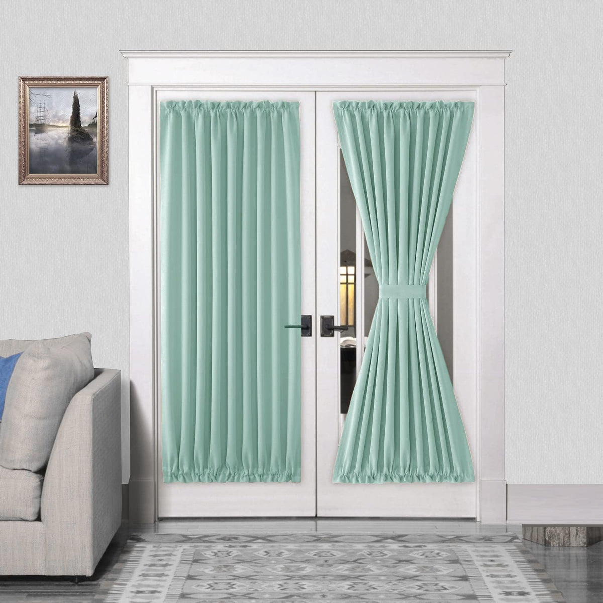 DWCN French Door Curtains – Rod Pocket Thermal Blackout Curtain for Doors with Glass Window
