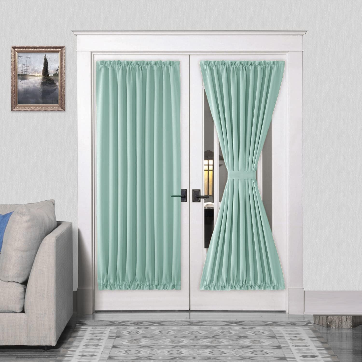 DWCN French Door Curtains – Rod Pocket Thermal Blackout Curtain for Doors with Glass Window