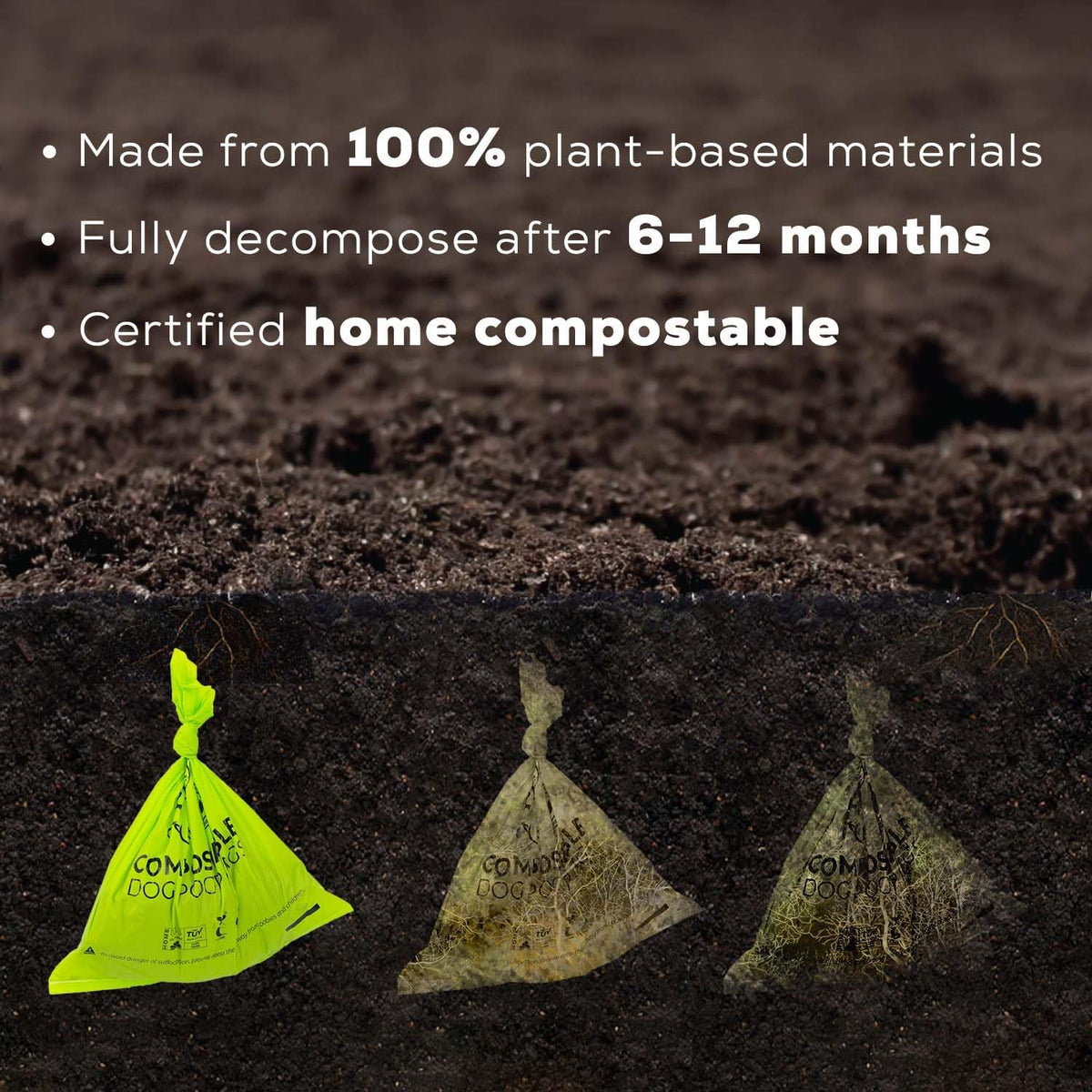 ANECO 100% Certified Home Compostable Dog Poop Bags (135 Count/9 Rolls), Large Poop Bags for Dogs &