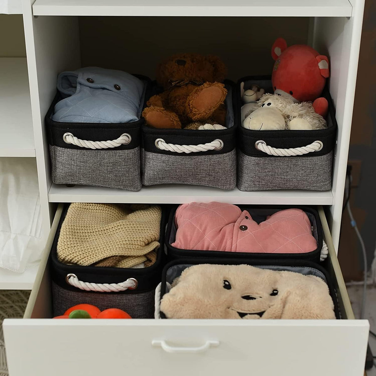 TheWarmHome Storage Basket for Organizing - 12x8x5.2 inch 1 Pack Fabric Storage Cubes, Baskets for