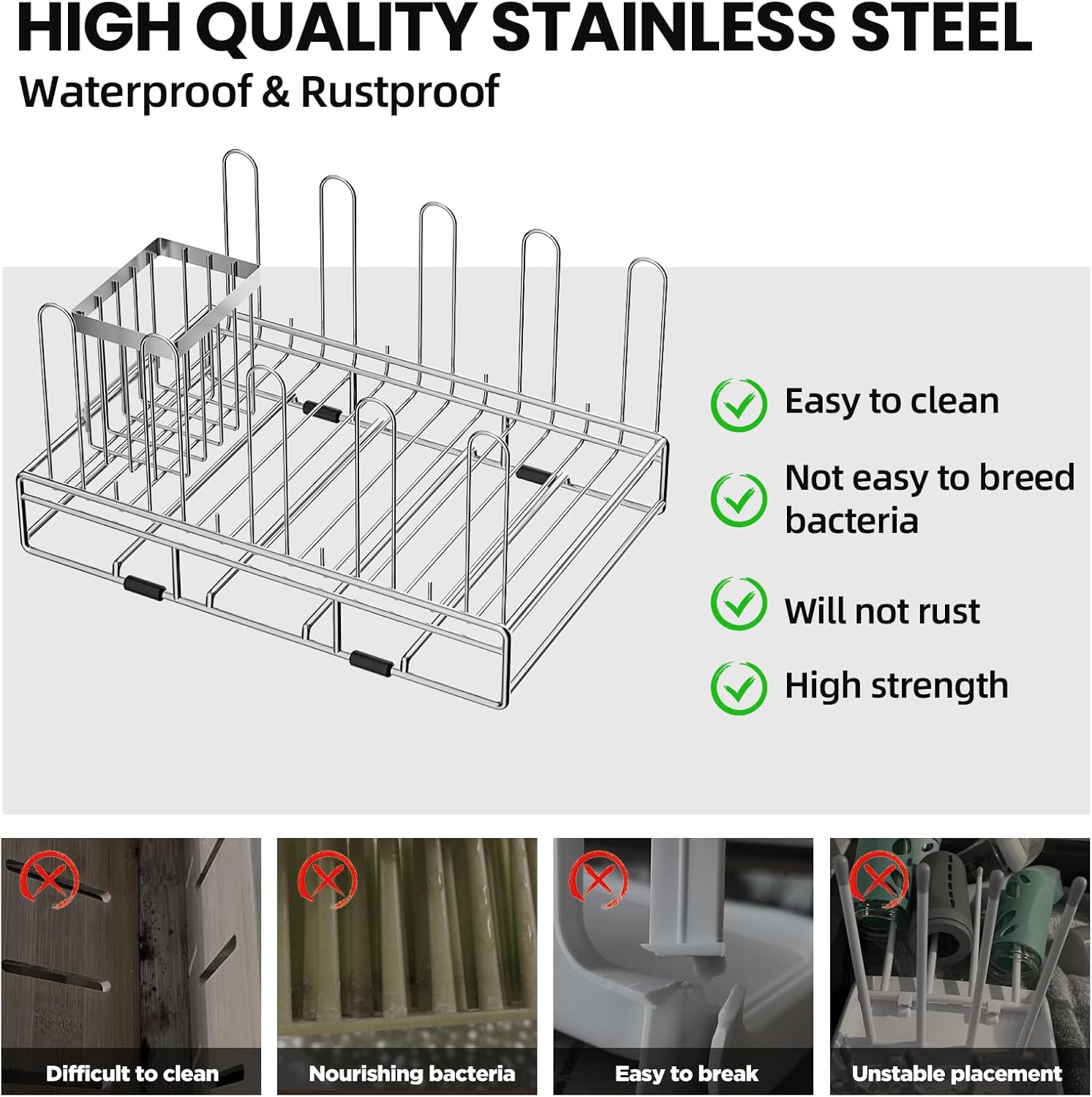 Baby Bottle Drying Rack Organizer Stainless Steel Large Countertop Glass Water Bottle Dryer Holder