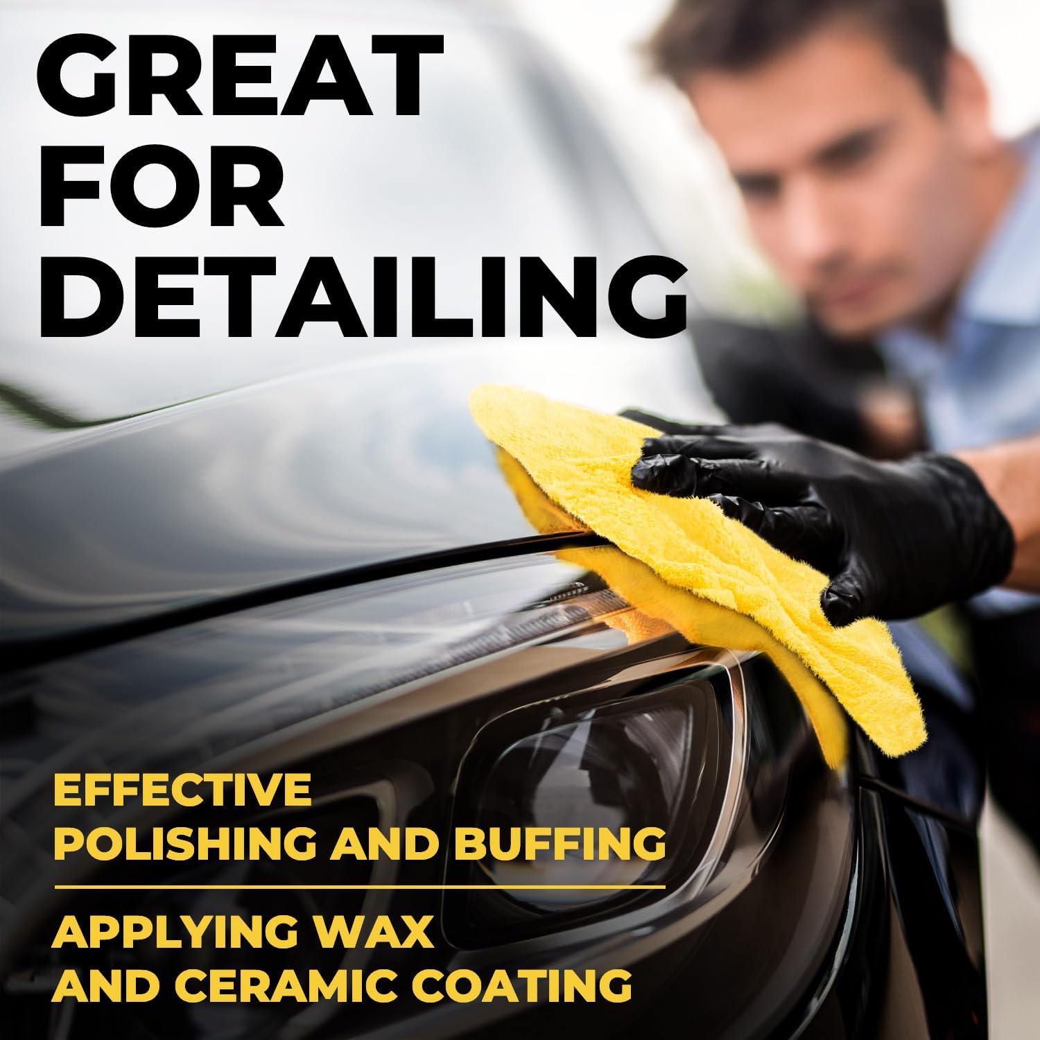Edgeless Microfiber Towels for Cars – 6pk (12”x12”) - 540 GSM - Super Soft Detailing & Buffing