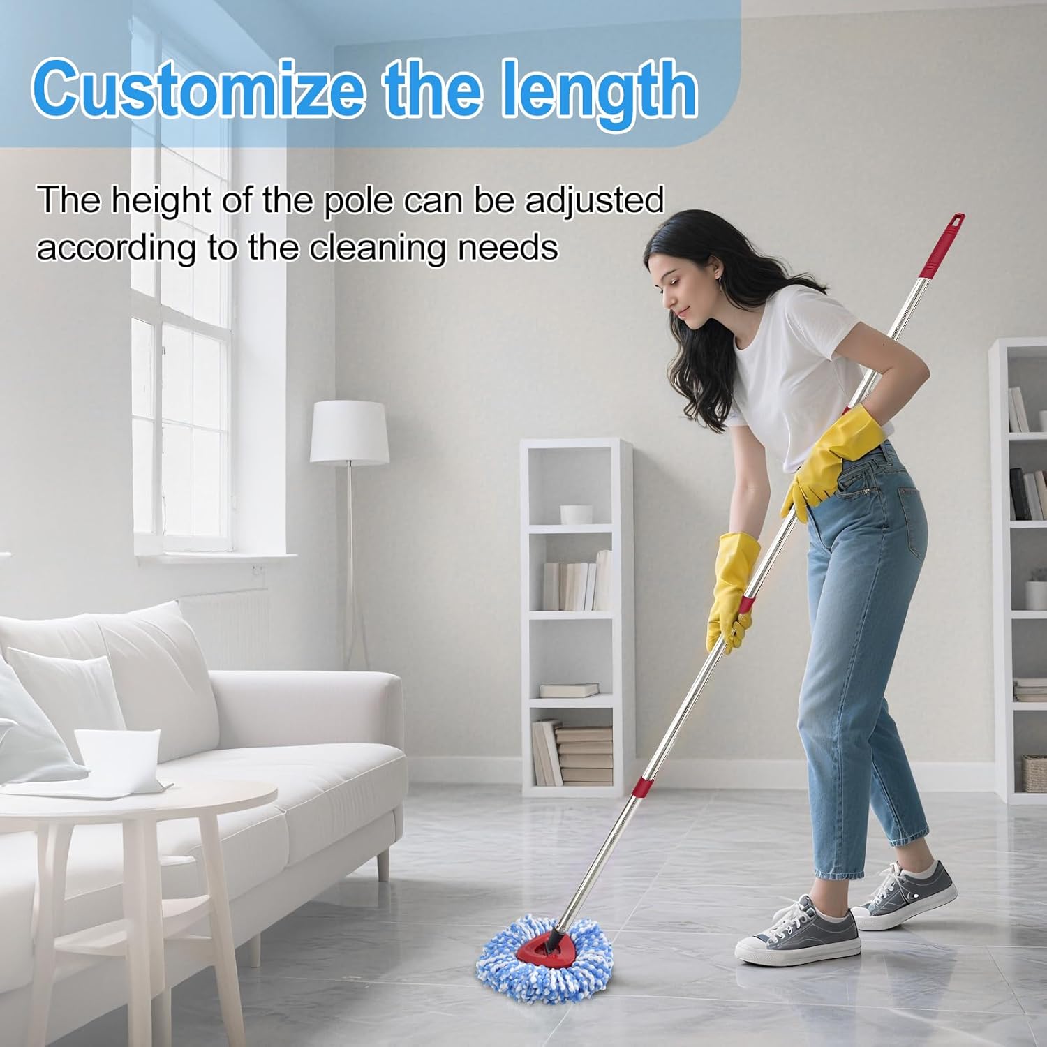 Mop Handle for Ocedar, Mop Handle for O Cedar, Spin Mop Replacement Handle for O Cedar, 4-Section