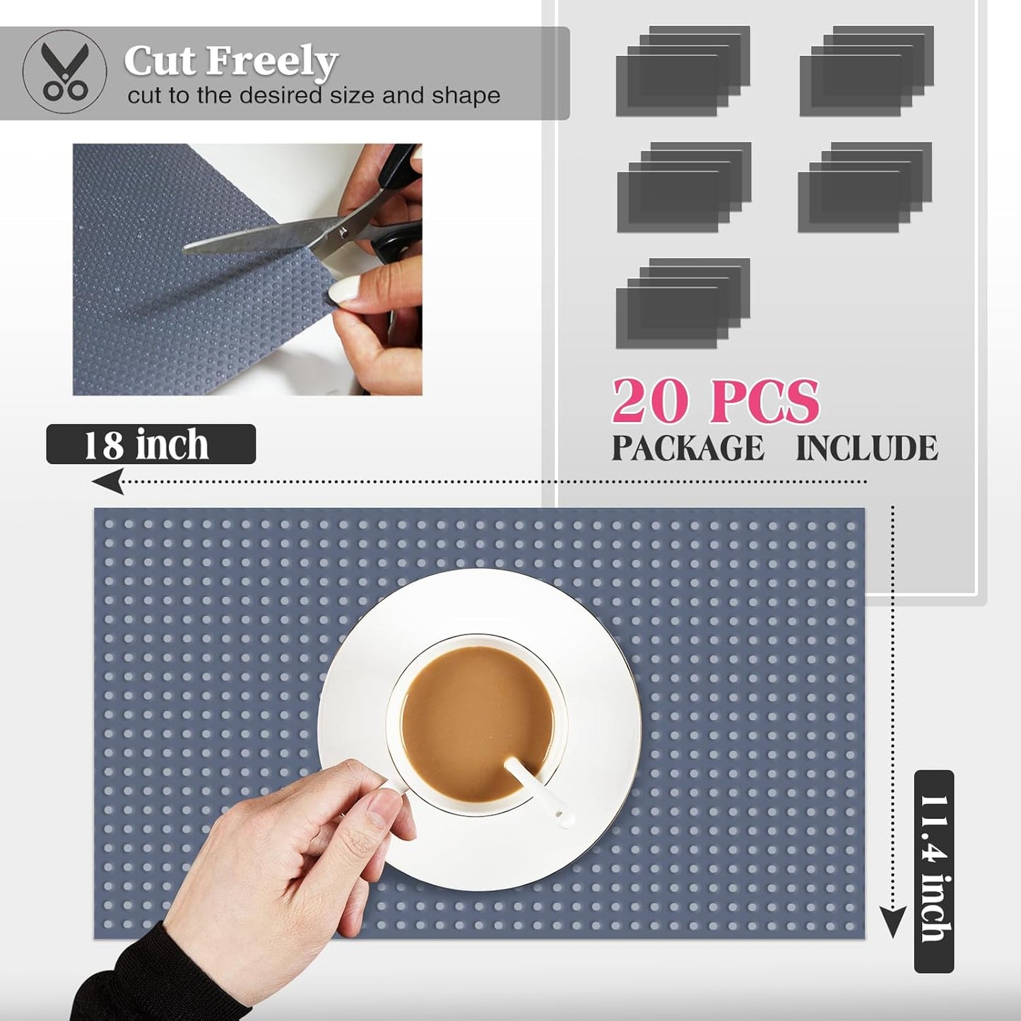 20Pcs Refrigerator Liners, Washable Fridge Liner Shelf Mats Refrigerator Pads for Cupboard Cabinet
