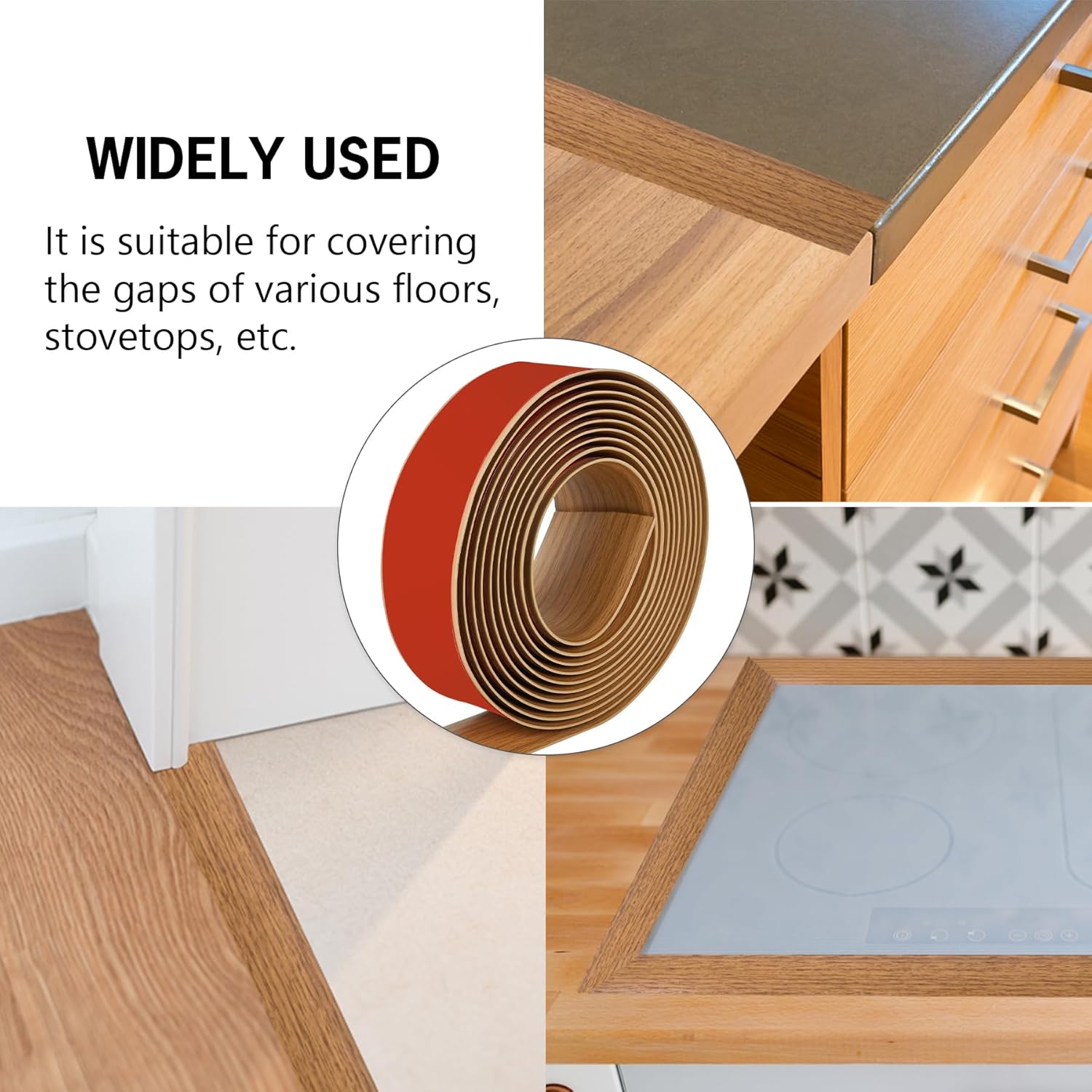 5Ft Floor Transition Strip Self Adhesive Vinyl Cover Floor Strip Flat Divider Transition Strip Wood