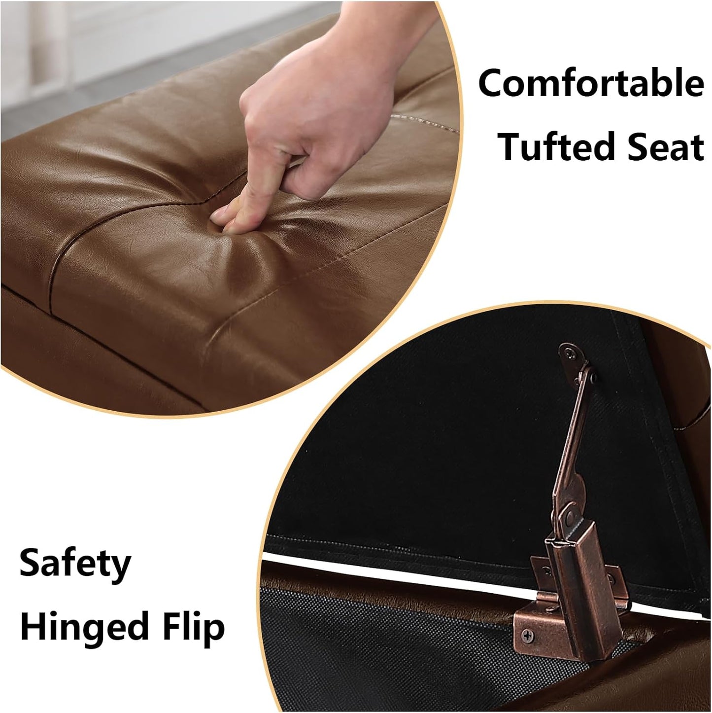 Ottoman with Storage Set of 3, 38'' Button Tufted Storage Ottoman with 2 Stools, Easy Open & Close