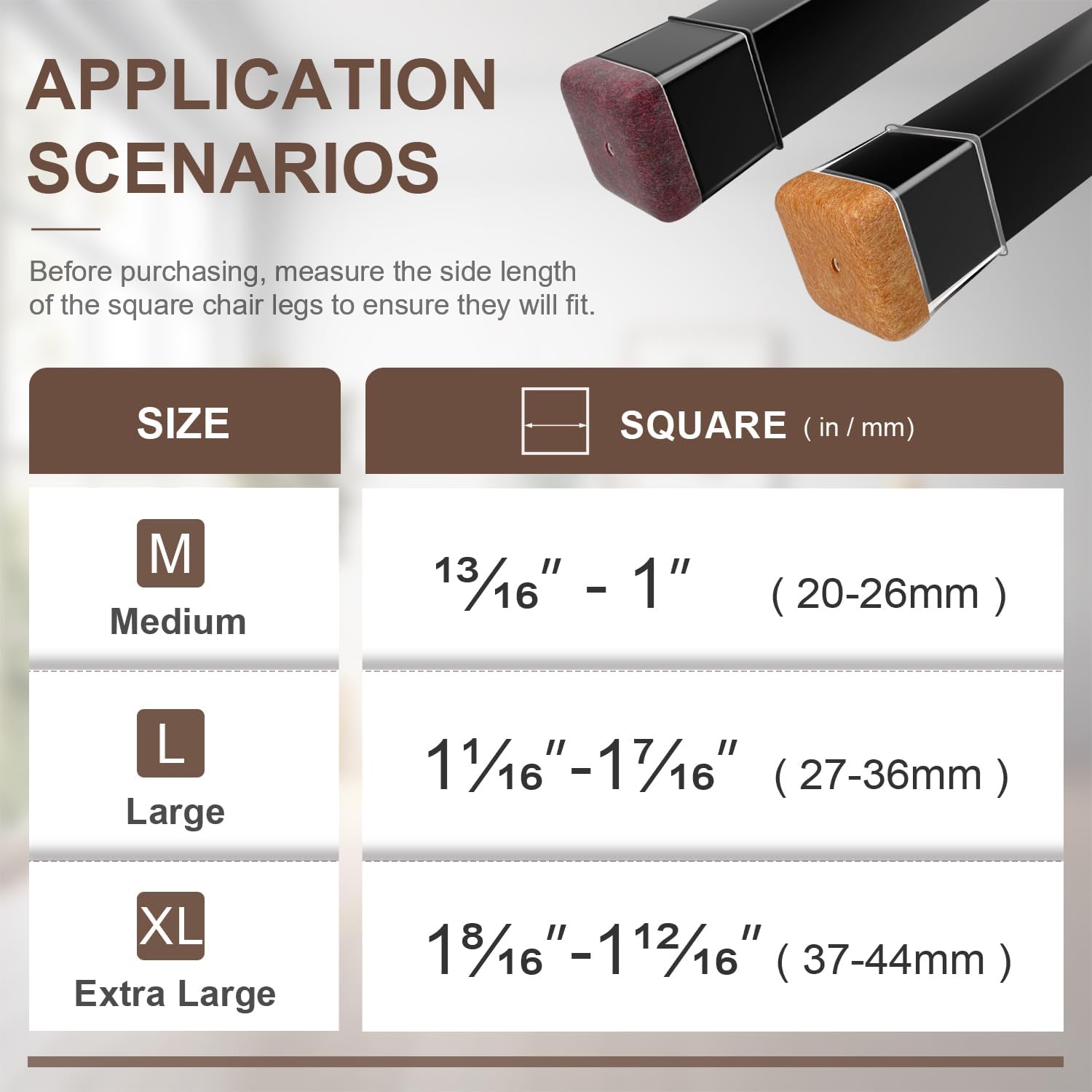 20 Pcs Chair Leg Floor Protectors for Hardwood Floors, Black Rubber Furniture Sliders with Felt
