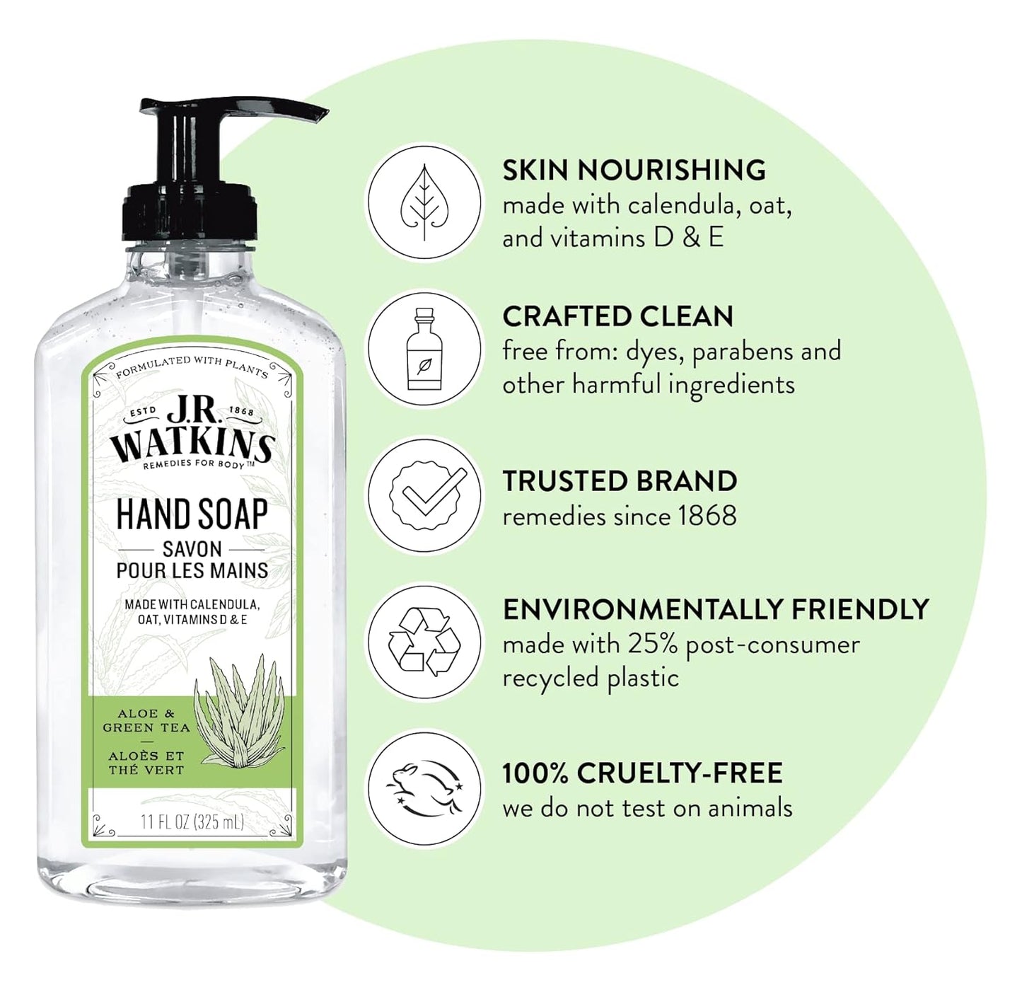 J.R. Watkins Gel Hand Soap, Scented Liquid Hand Wash for Bathroom or?Kitchen, USA Made and Cruelty