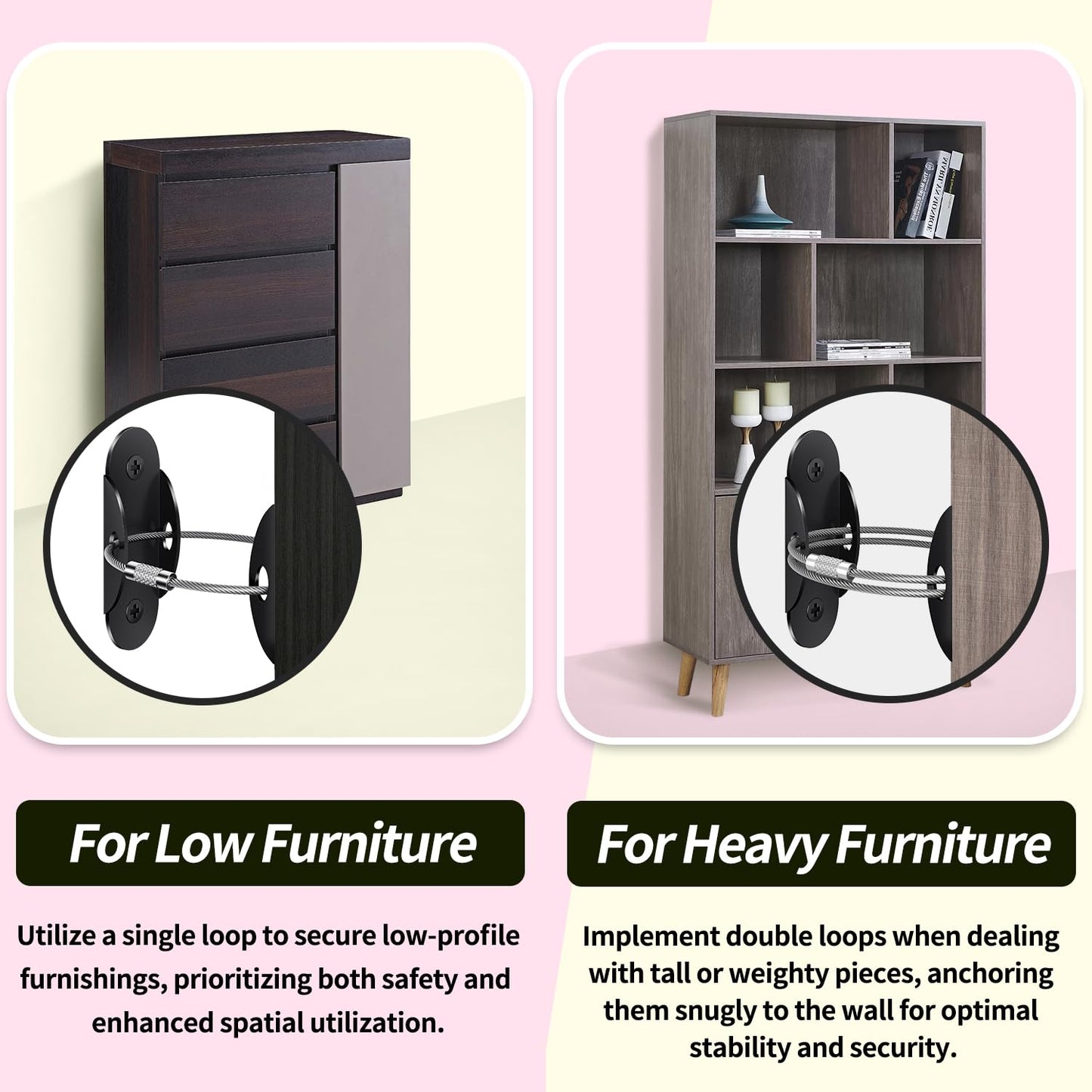 Anti Tip Furniture Anchors (6 Packs) Furniture Anchors for Baby Proofing, Earthquake Straps for