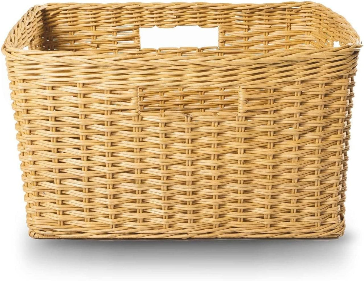 The Basket Lady Tall Rectangular Wicker Storage Basket, Small, 16.5 in L x 10.5 in W x 10.5 in H