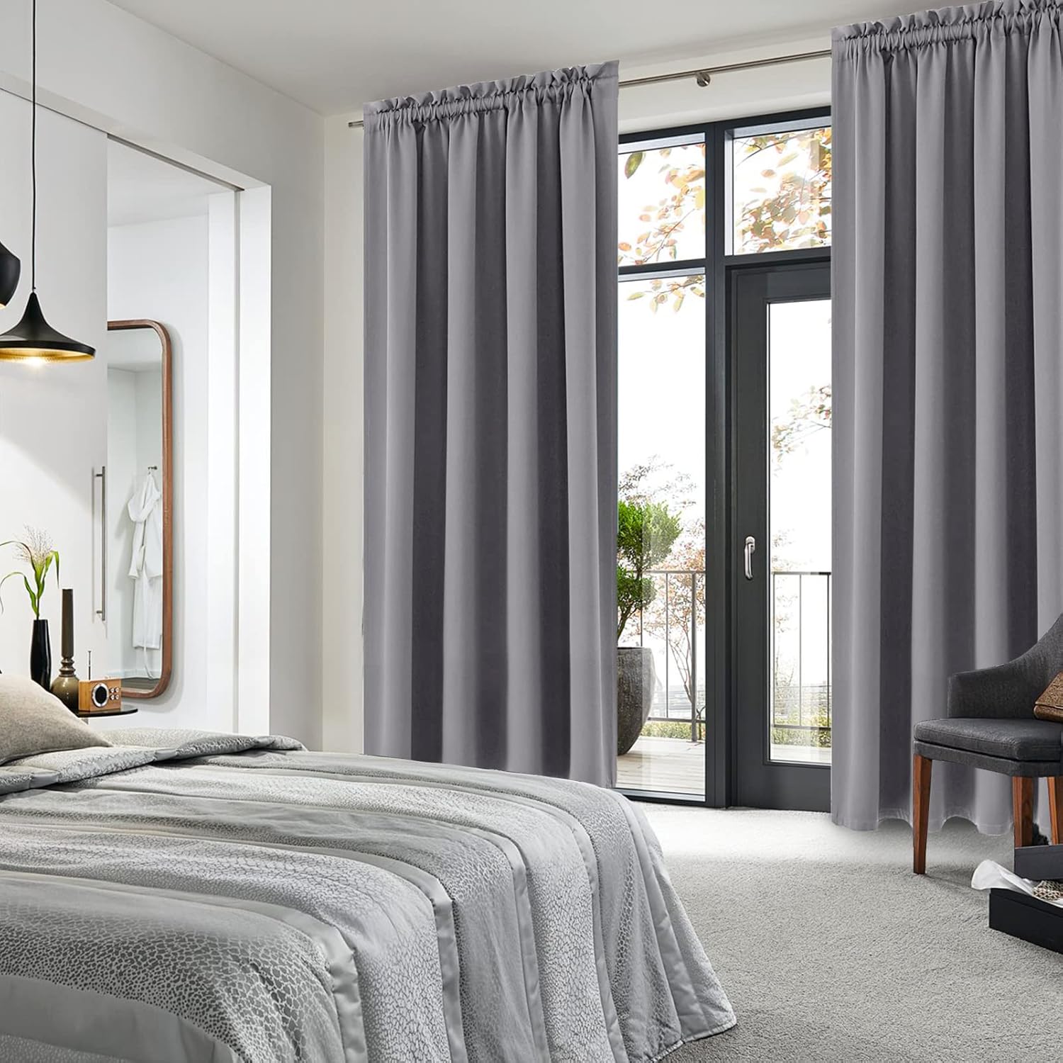 DWCN Blackout Curtains Room Darkening Thermal Insulated Bedroom Curtains Window Curtain Panels, 52