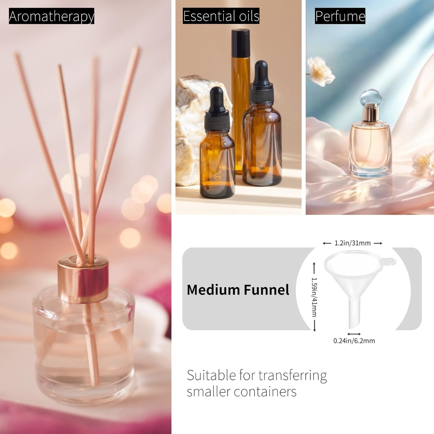 9 Pack Small Funnel Kit 3 Sizes w/Droppers for Kitchen Bottles, Essential Oils, Capsules & Pet