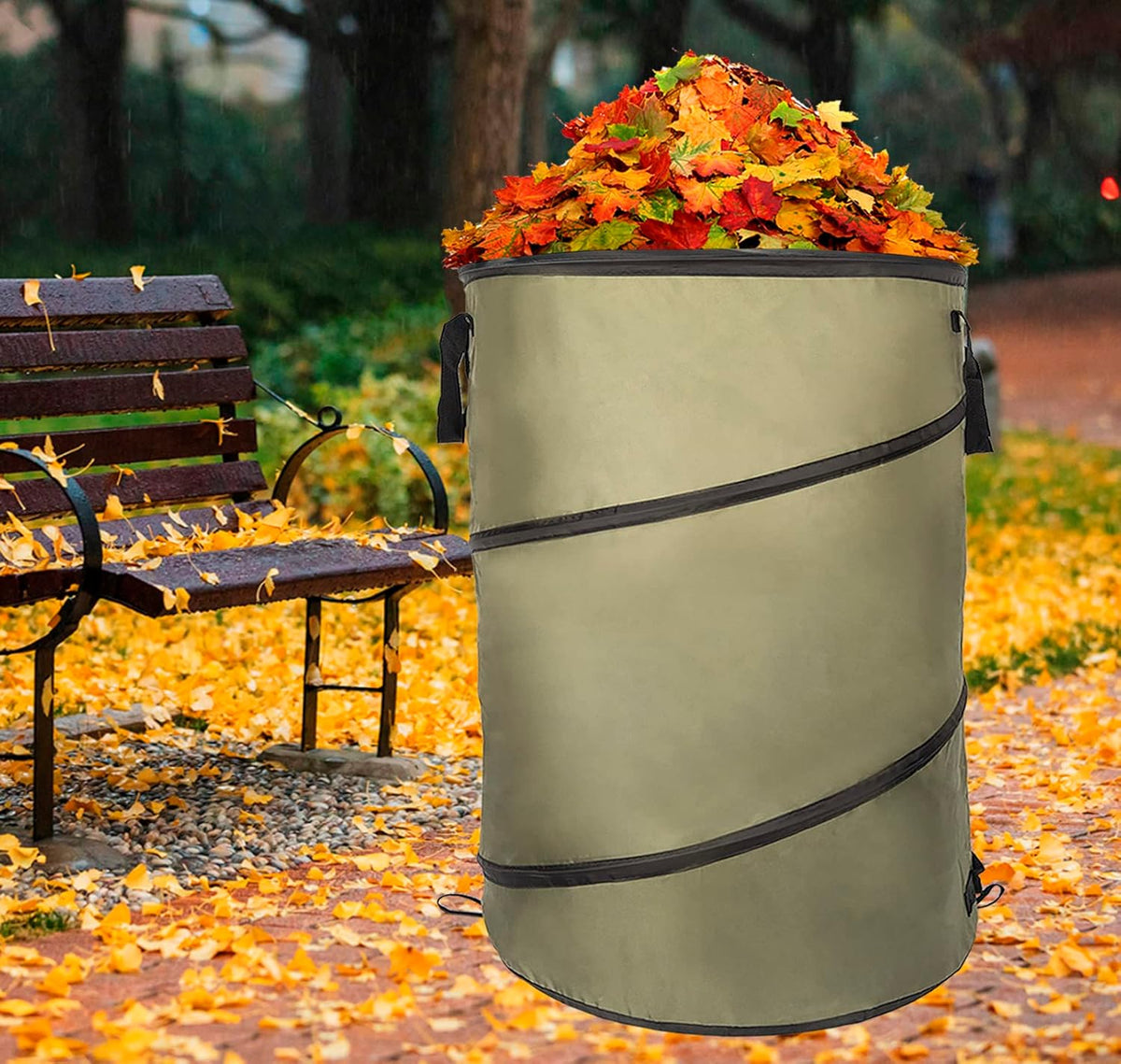 Collapsible Lawn and Leaf Bag Pop-Up Trash Can/Recycle Bin Leaf Waste Bag Outdoor Leaf Bin, 30