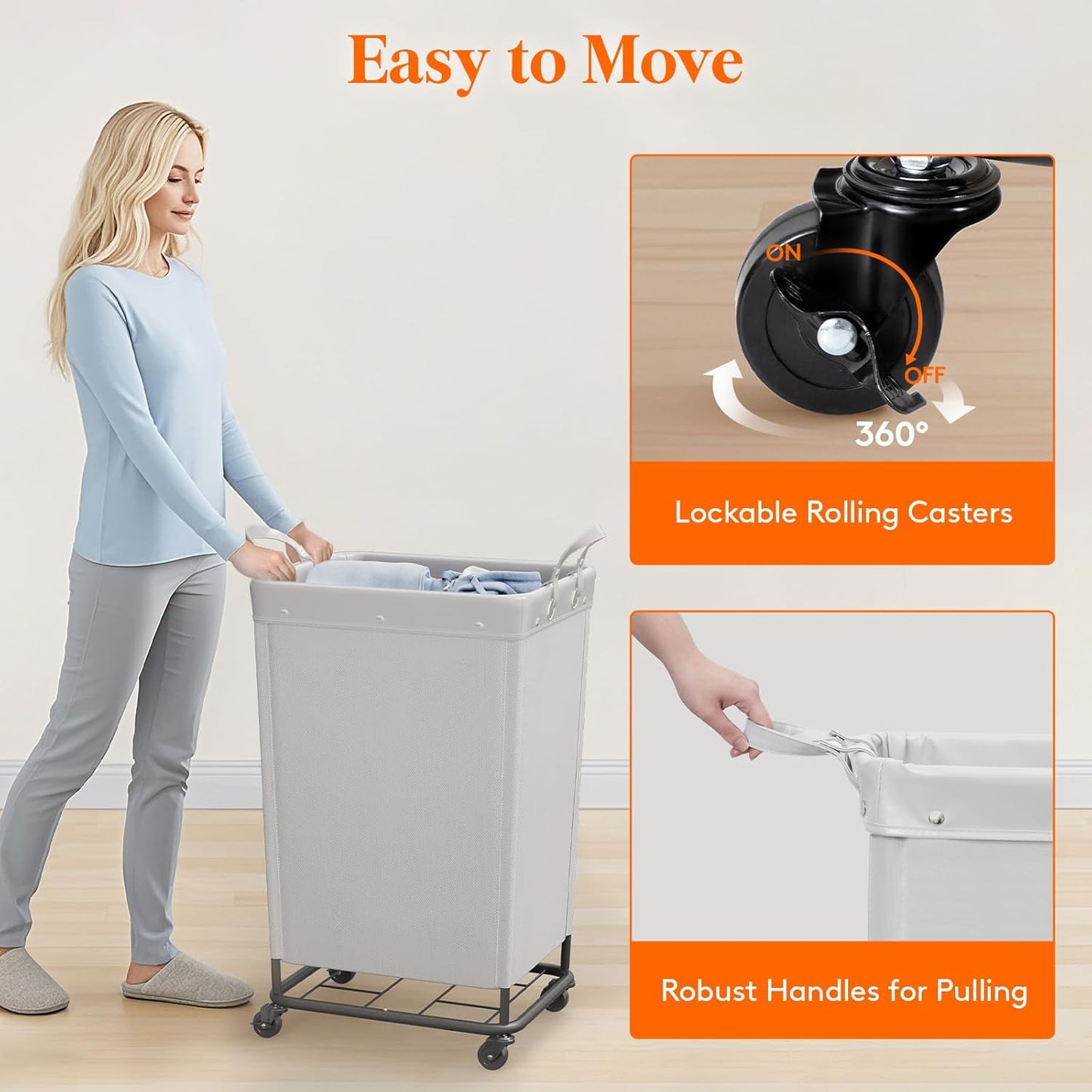 Lifewit 165L Laundry Basket with Wheels, Large Heavy Duty Commercial Rolling Laundry Hamper with