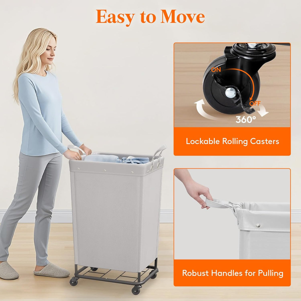 Lifewit 165L Laundry Basket with Wheels, Large Heavy Duty Commercial Rolling Laundry Hamper with