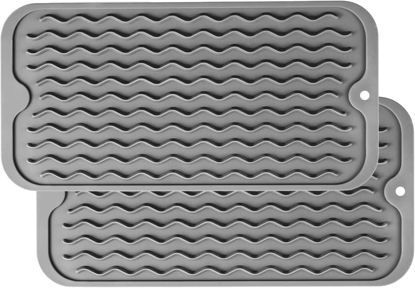ZLR 2 Pcs Silicone Dish Drying Mats for Kitchen Counter, Eco-Friendly Fast Dry Dish Mat, Easy Clean