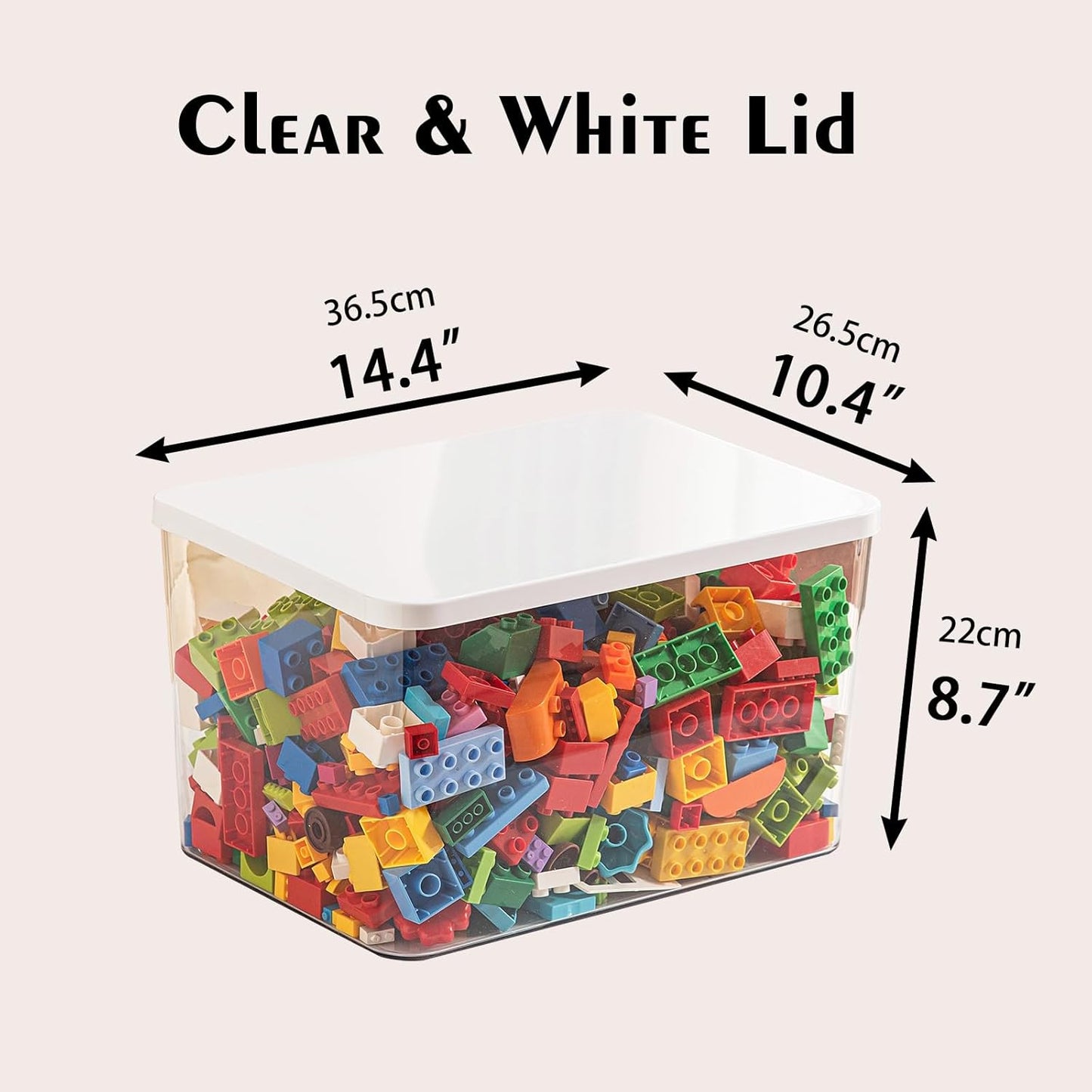 Clear plastic storage bins with LIDS-3packs,storage containers for snacks, cosmetics, books, dog