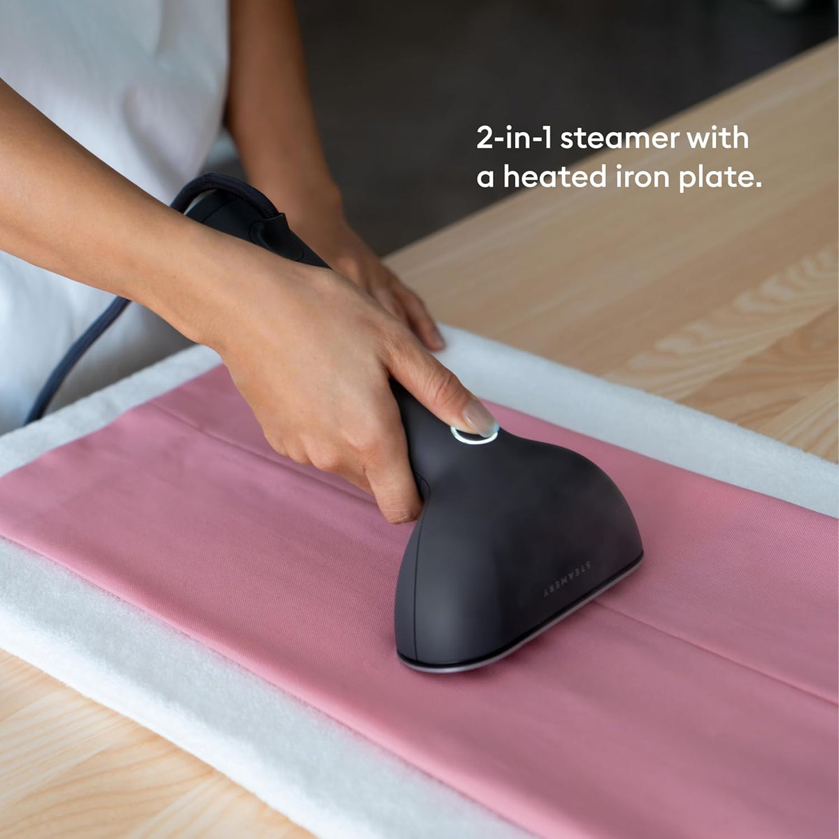 Steamery Handheld Clothes Steamer Cirrus 3, 1200W, US Plug, Heated Ironing Plate, Fast Heat Up