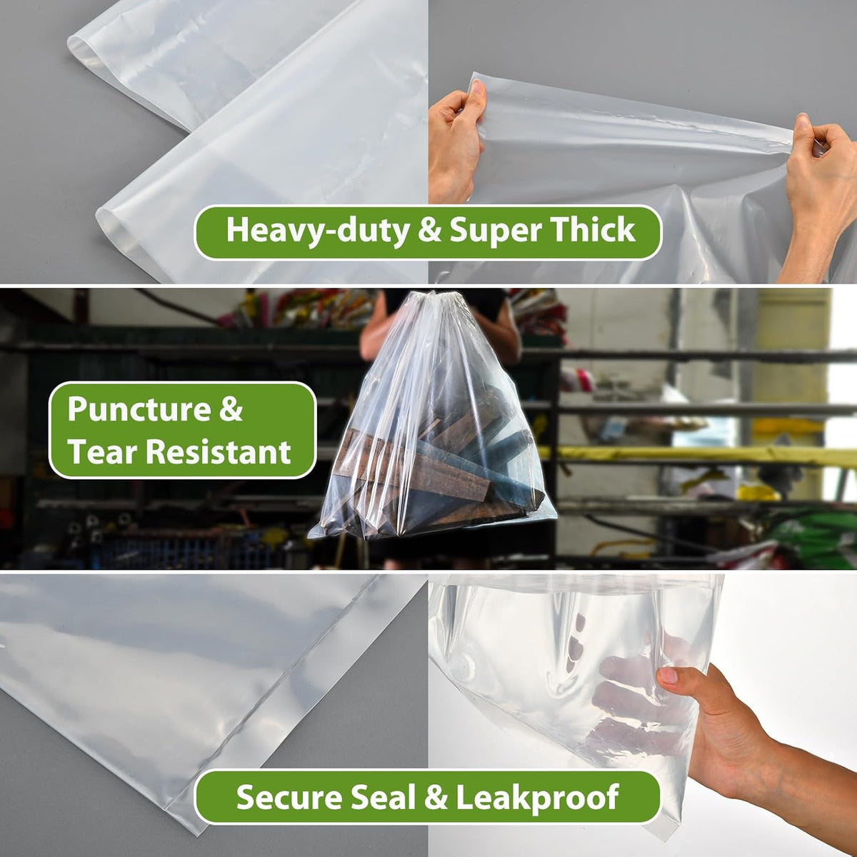 Dust Collector Bags 12pcs two-sided 7mil 19.5" diameter (31" width x 40" length) for Harbor Freight