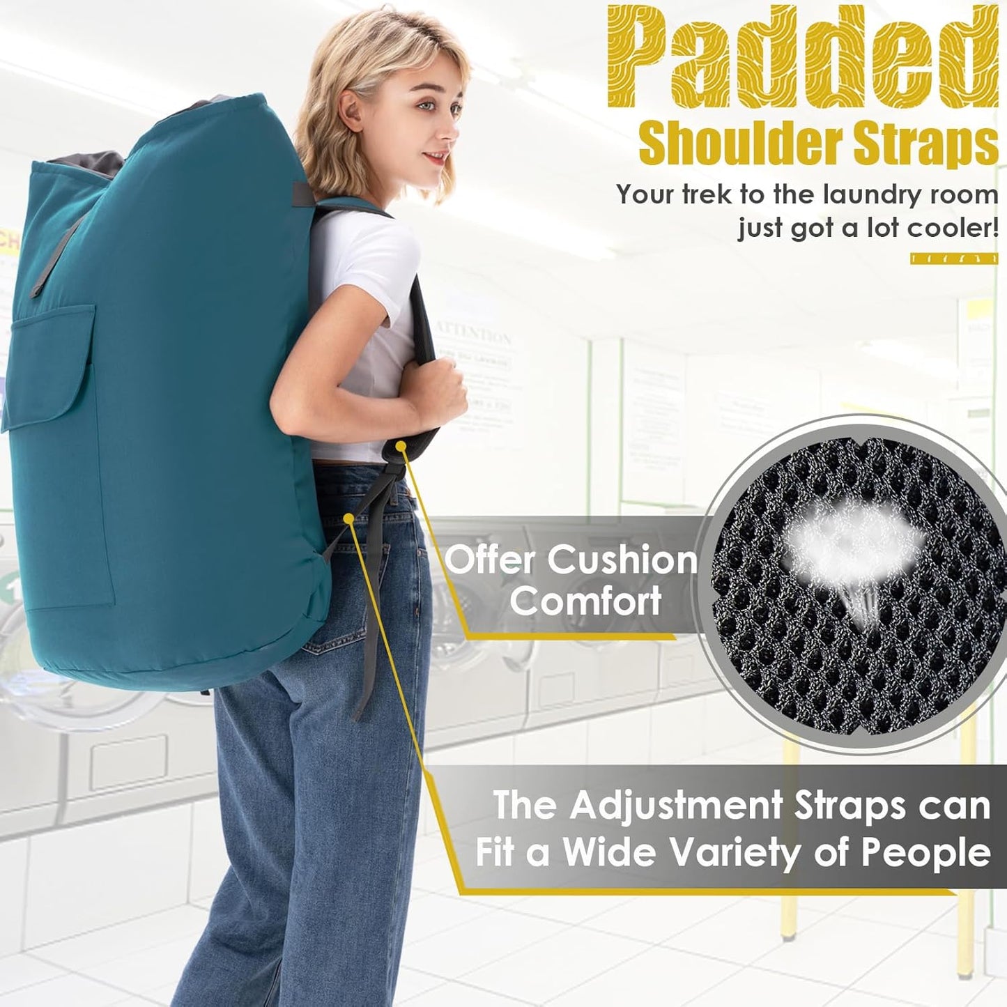 Laundry Bag for College, Backpack Laundry Bag for College Turquoise, 115L Extra Large Laundry