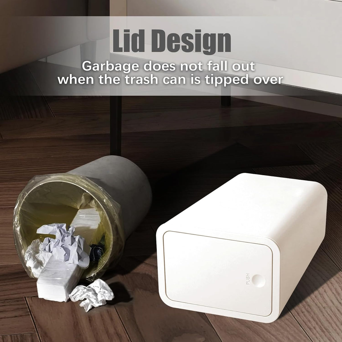 TIPGO Bathroom Trash Can with Lid, 10 Liter/ 2.6 Gallon Slim Garbage Can, Small Trash Bin Waste