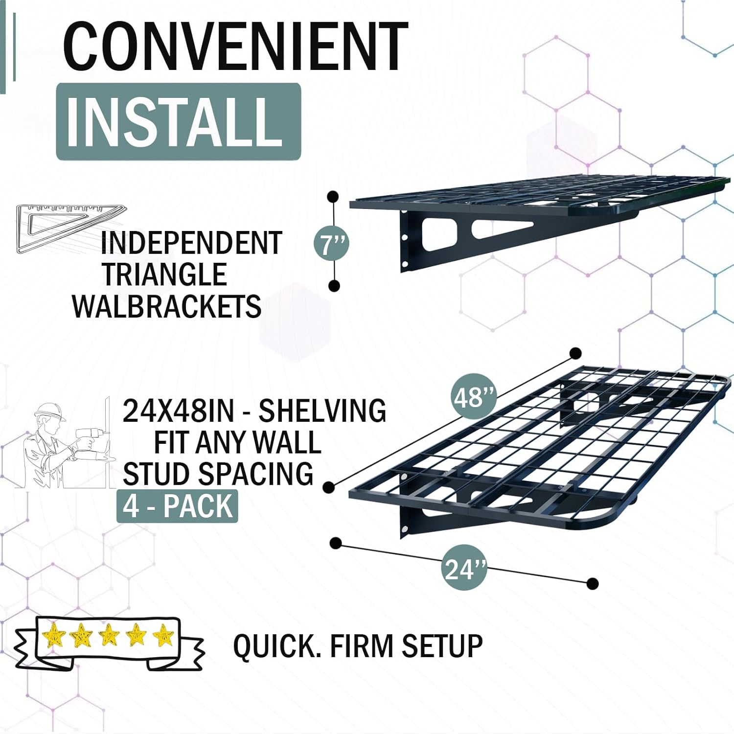 2-Pack 2x4ft Garage Wall Shelves, 2 Shelf Total 8 ft(L) Garage Shelving Wall Mounted – Heavy-Duty