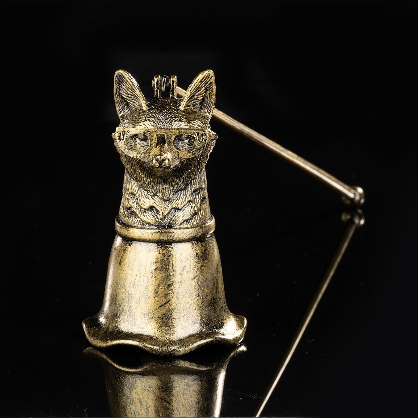 Professor Fox Candle Snuffer - Dr. Rusty Ponder with Glasses, Vintage Gunmetal Flame Extinguisher