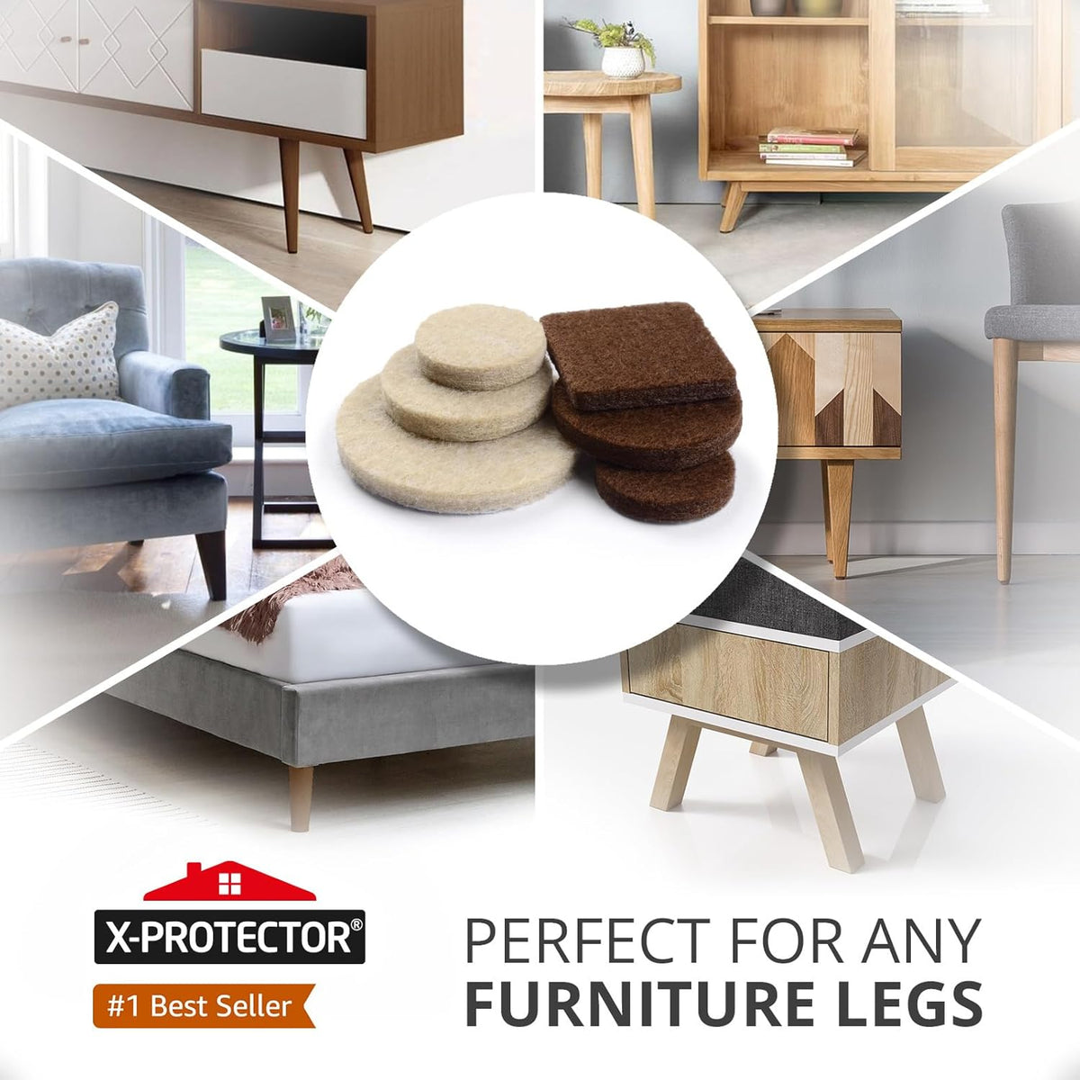 235 pcs Felt Furniture Pads Brown & Beige X-Protector! Huge Quantity of Furniture Pads for Hardwood
