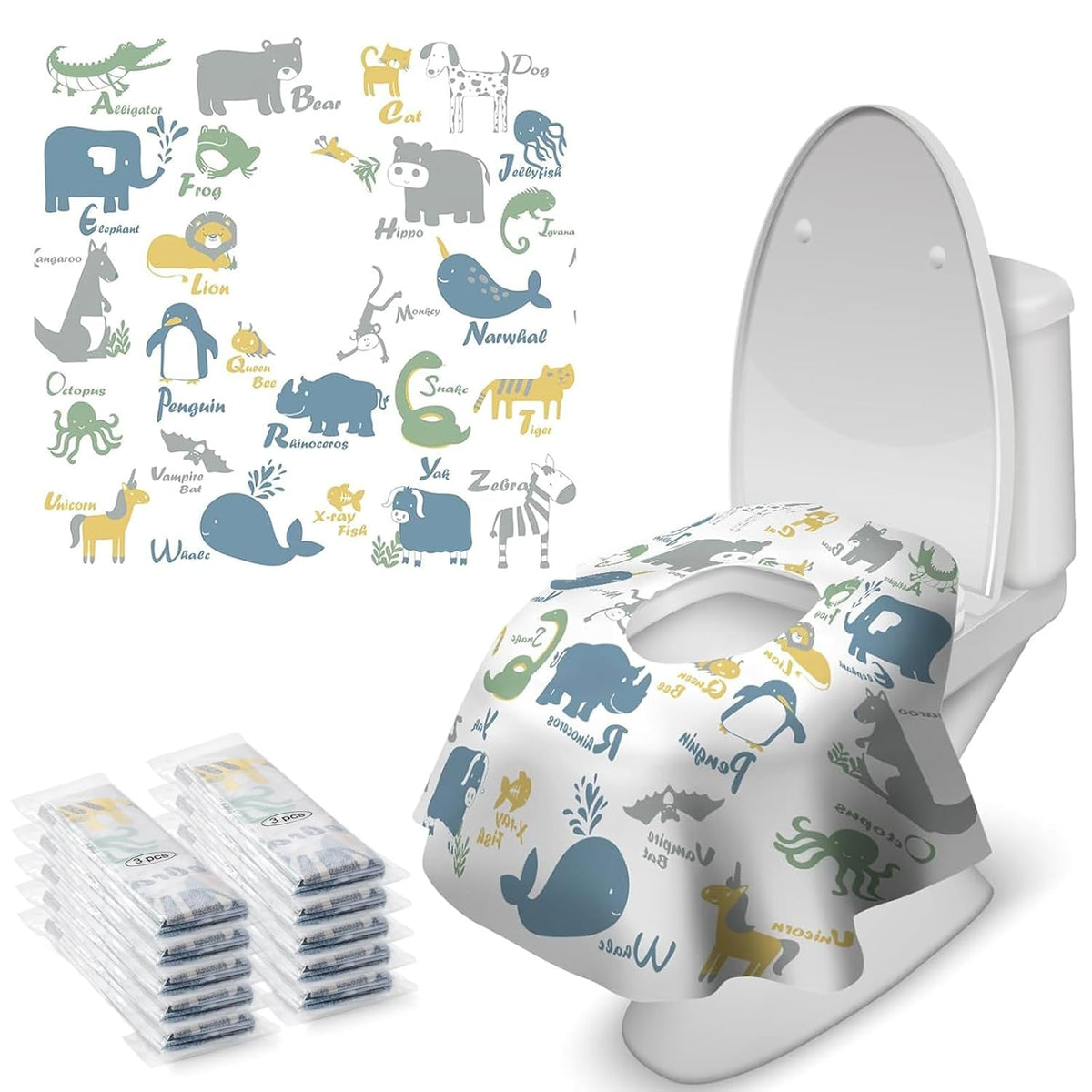 Blissful Diary 30 Pcs Toilet Seat Covers Disposable for Toddlers & Adults, Extra Large Waterproof
