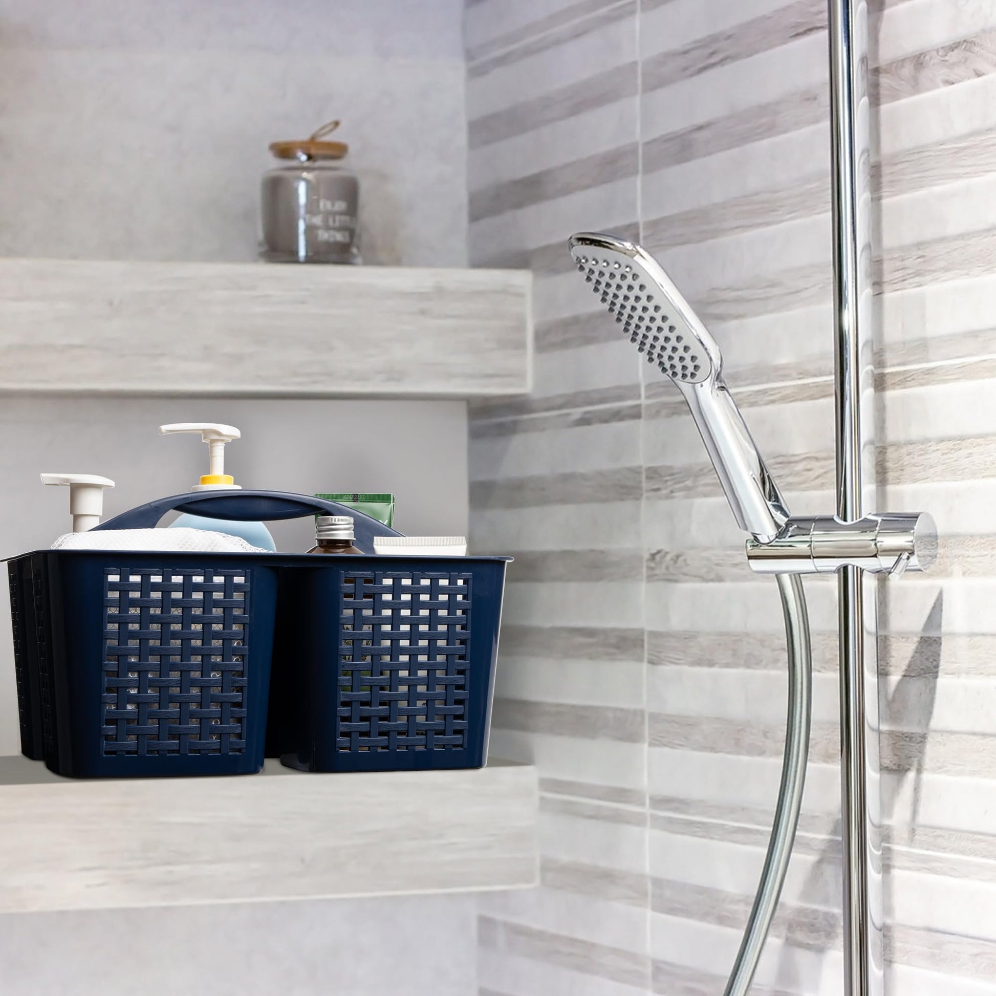 Tiawudi Portable Shower Caddy, Caddy Organizer with Handle, Plastic Shower Basket Hold Soap